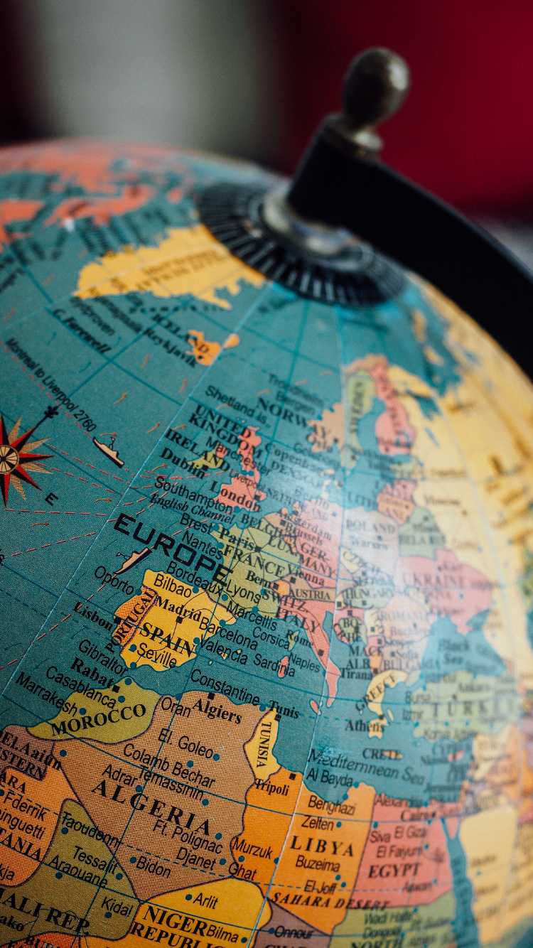 Обои карта мира, шар, карта, синий, мир в разрешении 750x1334