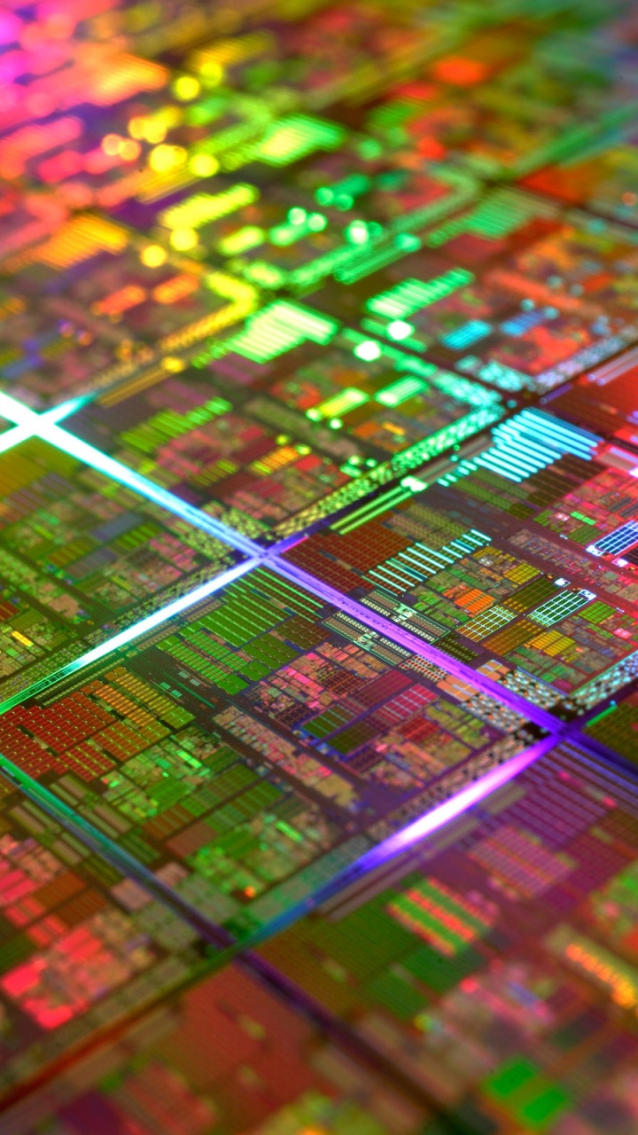 Обои центральный процессор, Закон Мура, электронная схема, печатная плата, красочность в разрешении 720x1280