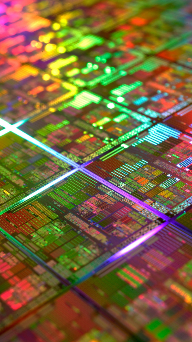 Обои центральный процессор, Закон Мура, электронная схема, печатная плата, красочность в разрешении 750x1334