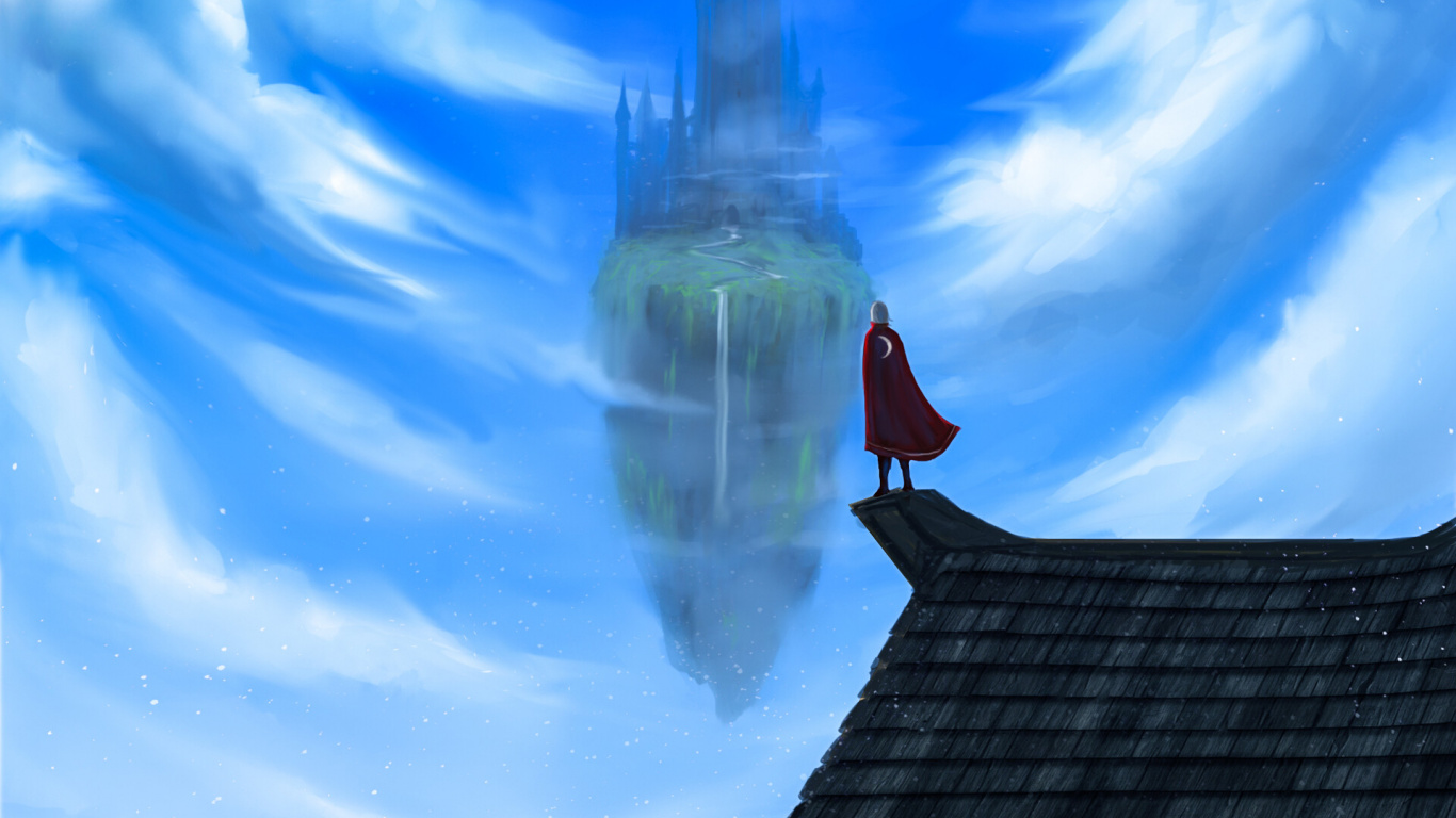 Обои природный ландшафт, облако, иллюстрация, дерево, Хаус в разрешении 1366x768