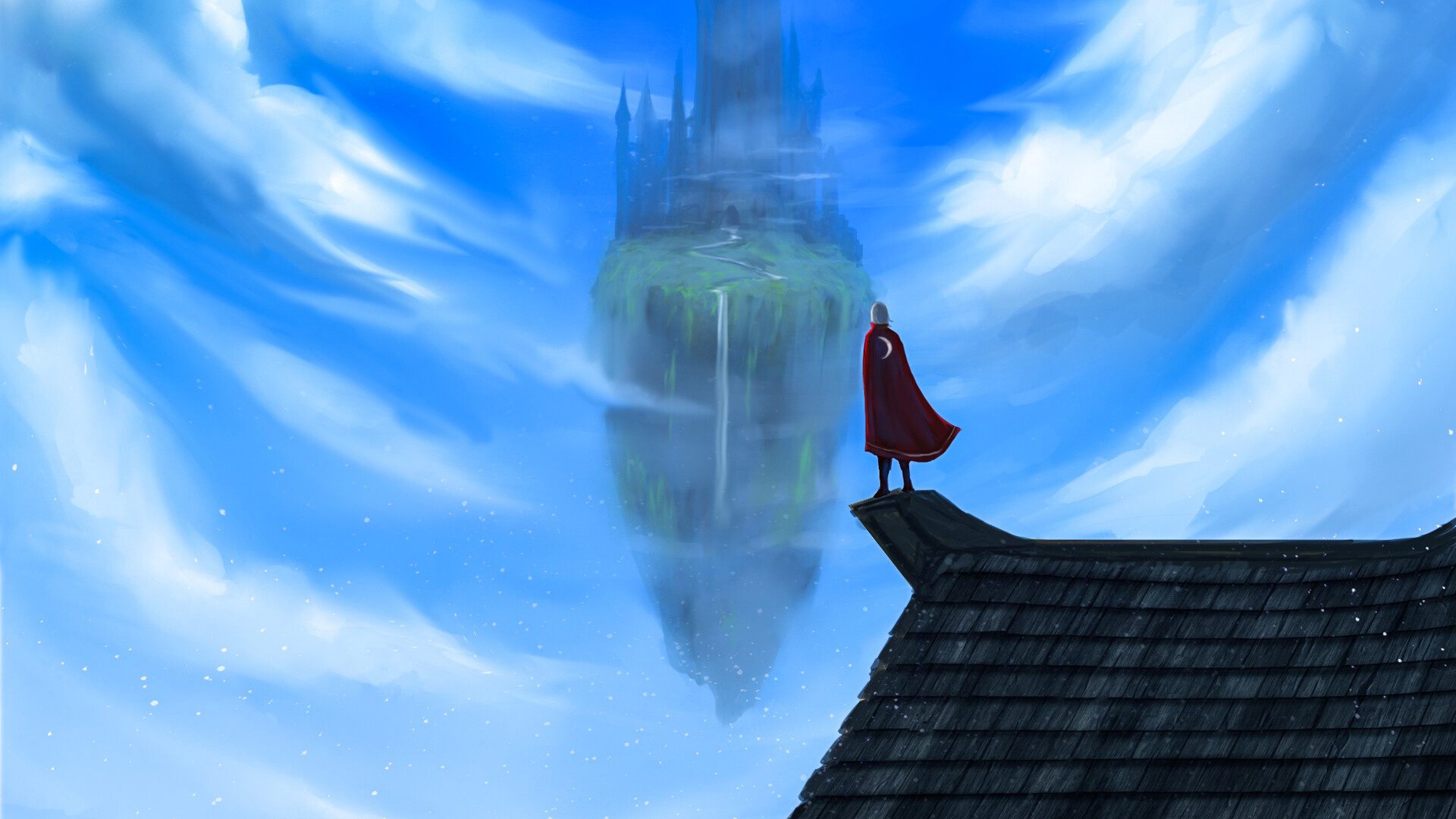 Обои природный ландшафт, облако, иллюстрация, дерево, Хаус в разрешении 1920x1080