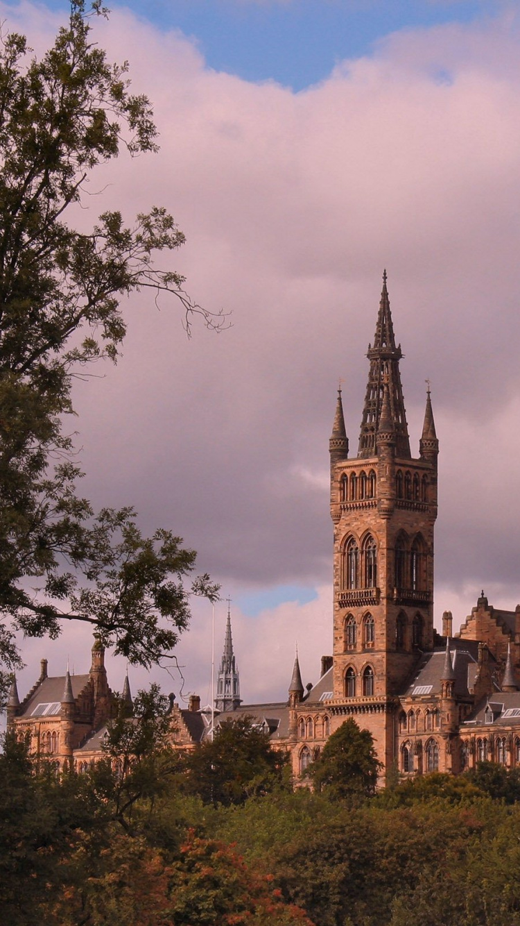 Обои университет Глазго, Джорджтаунский университет, Университет, ориентир, дерево в разрешении 750x1334