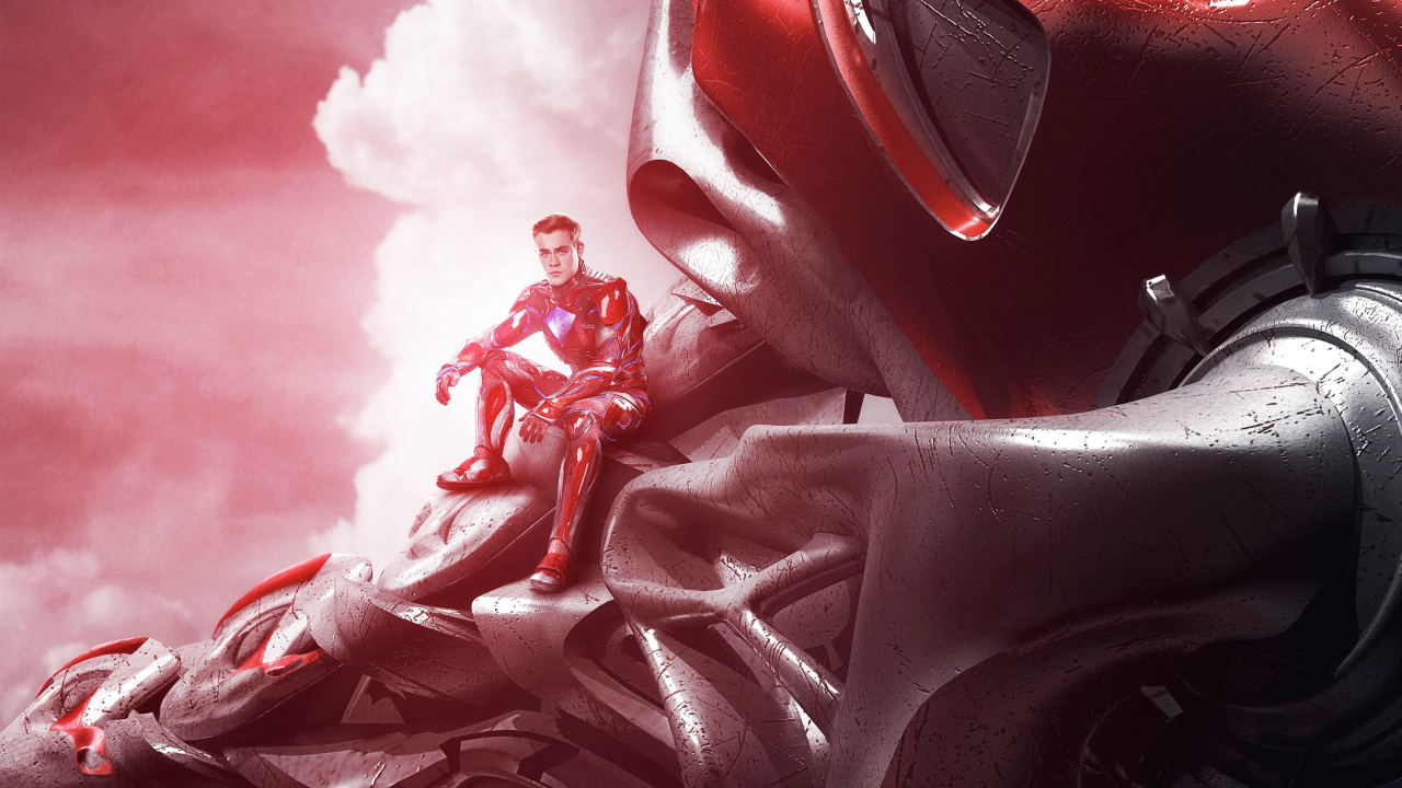 Обои Джейсон Ли Скотт, Постер фильма, красный цвет, Могучие Рейнджеры, вымышленный персонаж в разрешении 1280x720