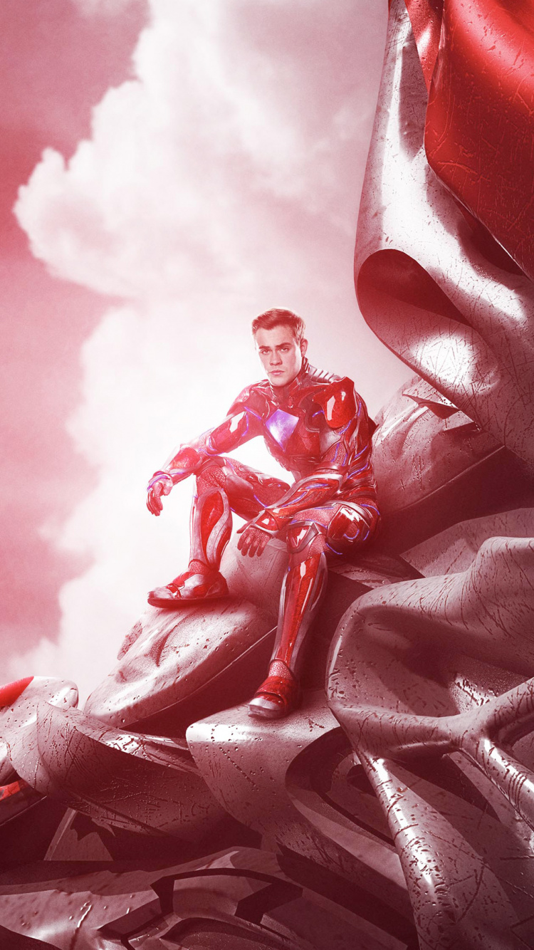 Обои Джейсон Ли Скотт, Постер фильма, красный цвет, Могучие Рейнджеры, вымышленный персонаж в разрешении 750x1334