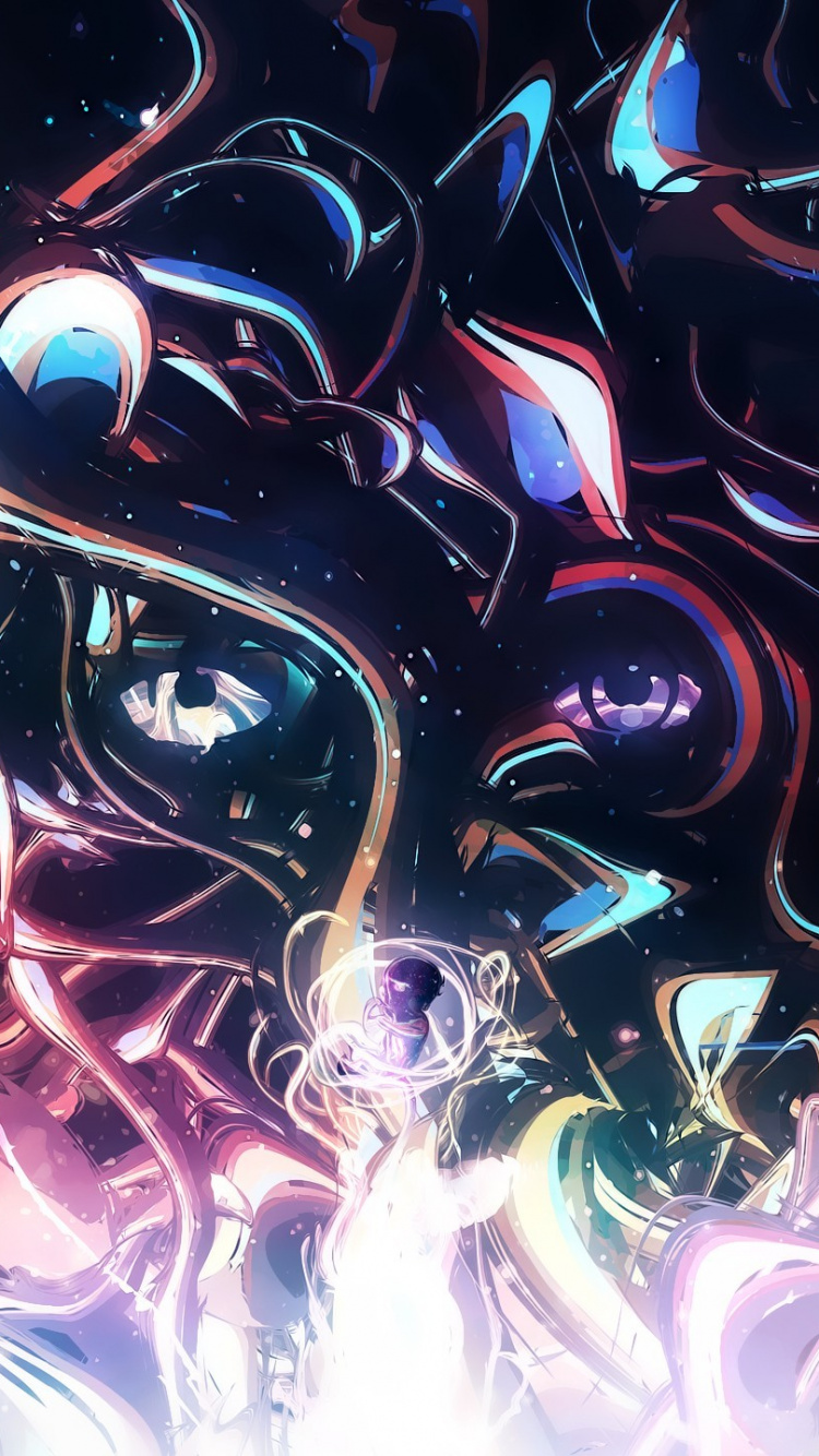 Обои арт, фрактальное искусство, графика, космос, вымышленный персонаж в разрешении 750x1334