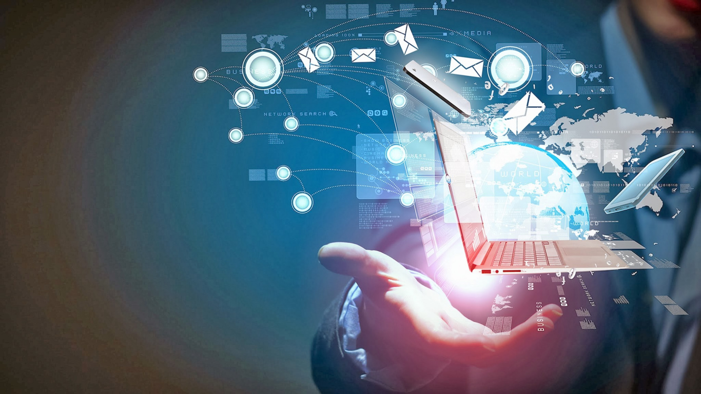 Обои бизнес, Информационные технологии, технологии, мир, космос в разрешении 1366x768