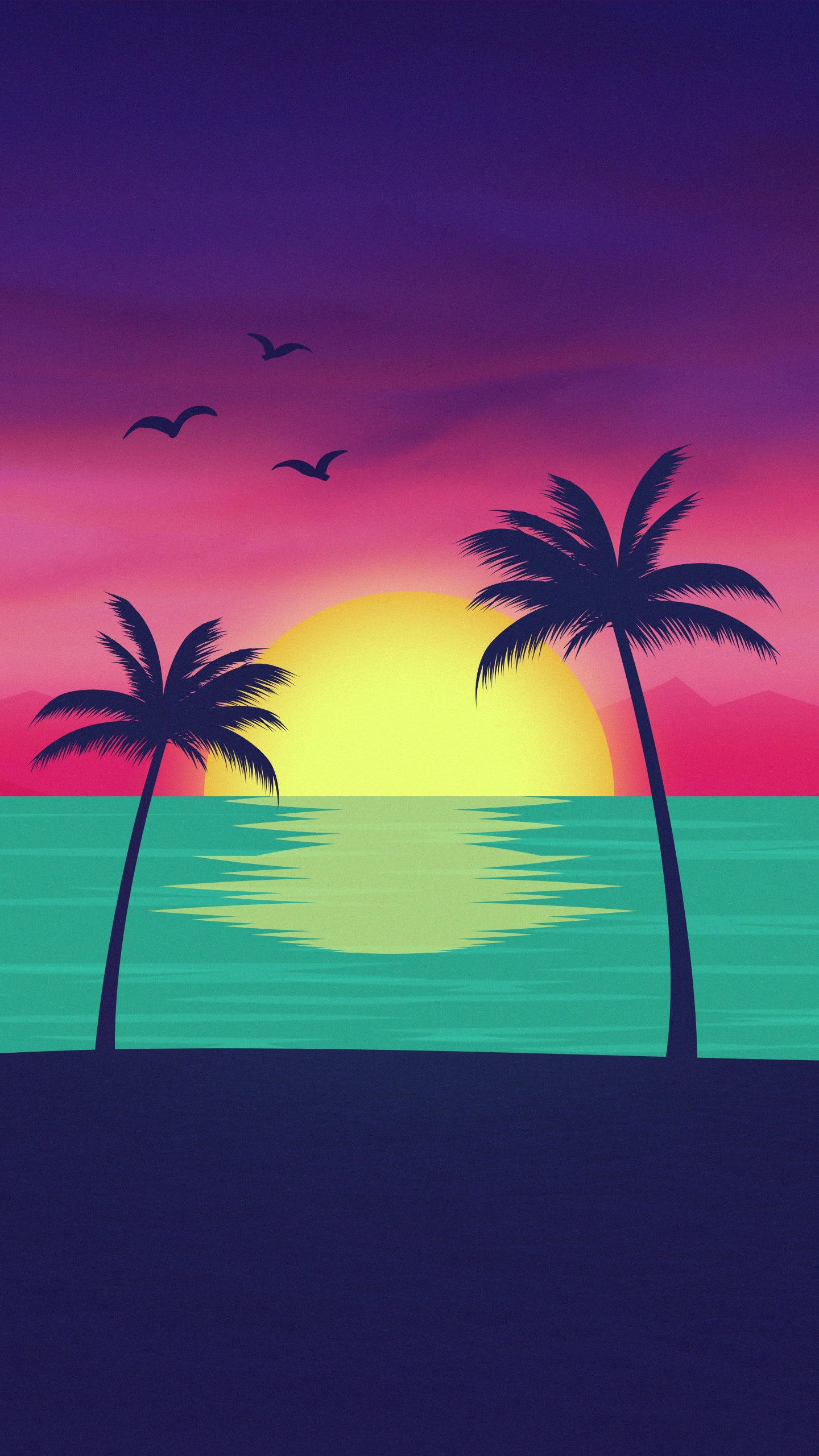 Обои пляж, море, ладонь, пейзаж, свет в разрешении 1440x2560