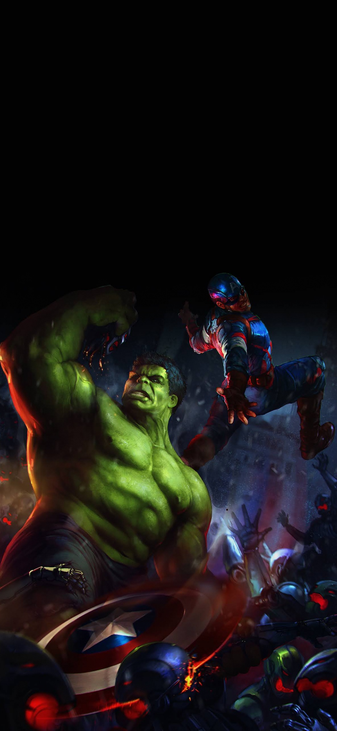 Обои Железный человек, Х-23, Капитан Америка, Халк, человек-паук в разрешении 1125x2436