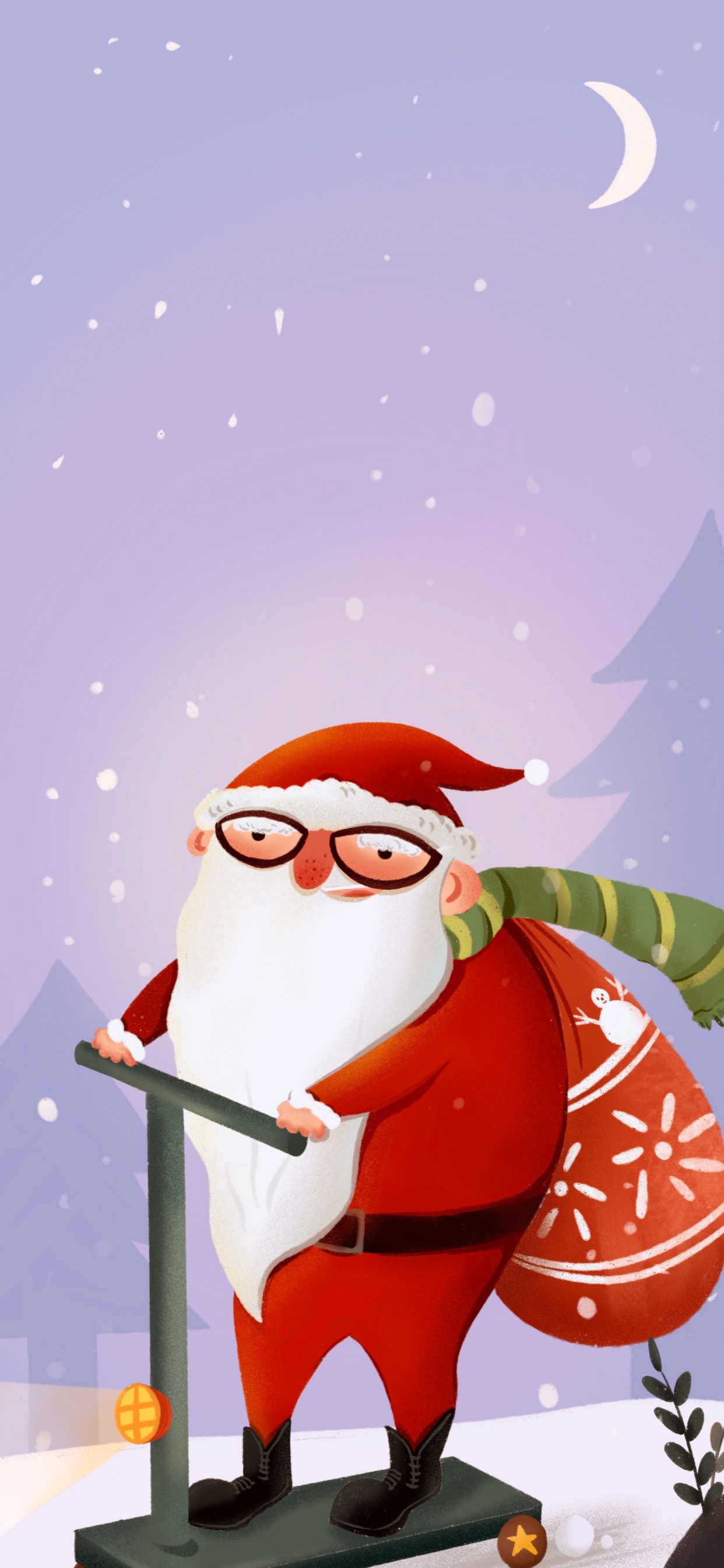 Обои Новый год, Рождество, Санта-Клаус, Рождественский день, мультфильм в разрешении 1242x2688