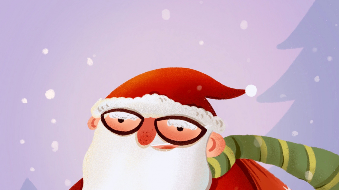 Обои Новый год, Рождество, Санта-Клаус, Рождественский день, мультфильм в разрешении 1366x768