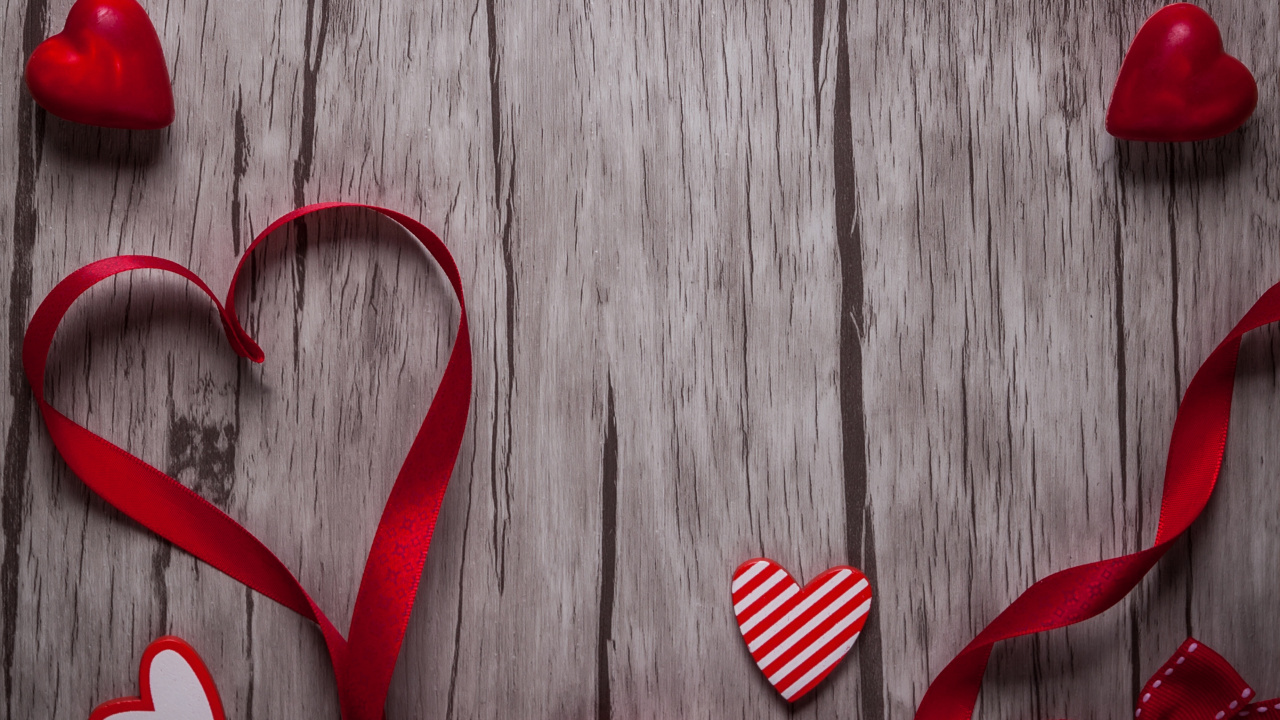 Обои День Святого Валентина, сердце, красный цвет, любовь, День святого Валентина дерево в разрешении 1280x720