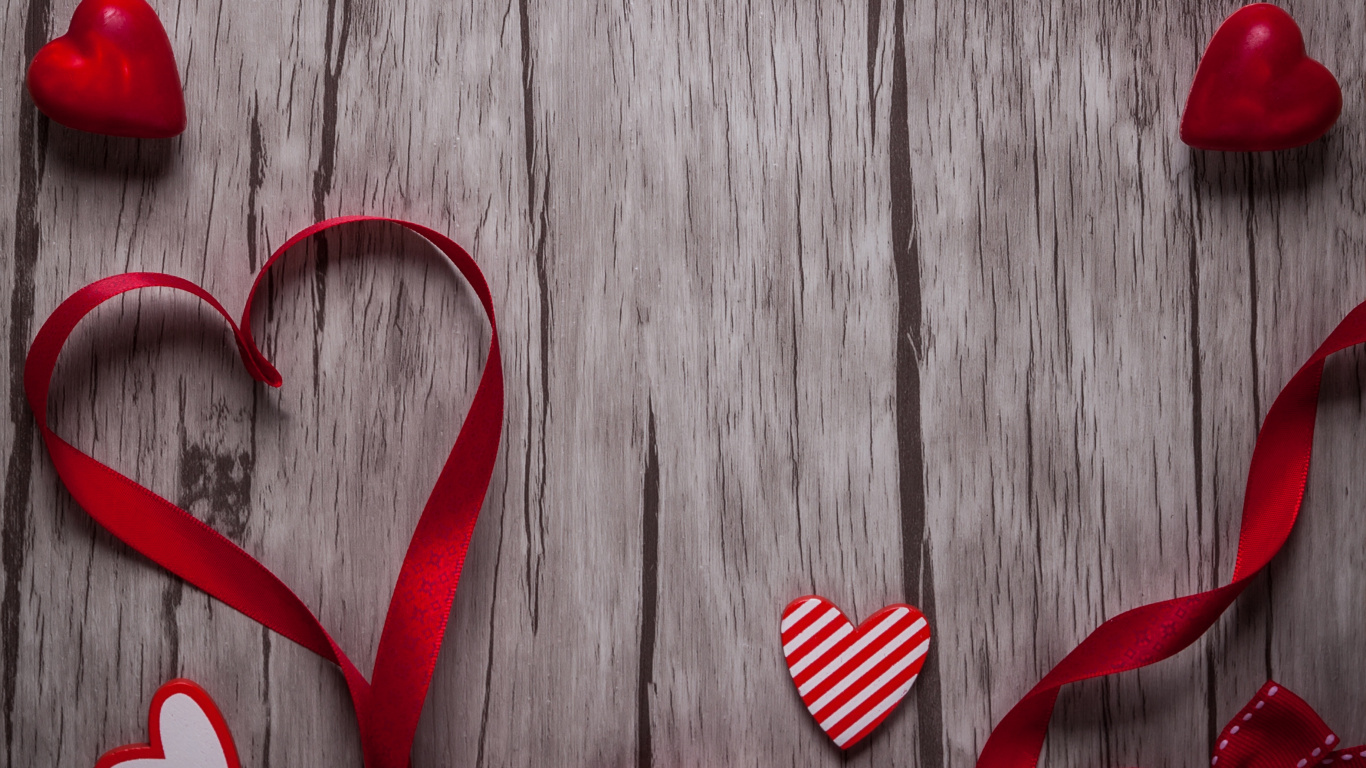 Обои День Святого Валентина, сердце, красный цвет, любовь, День святого Валентина дерево в разрешении 1366x768