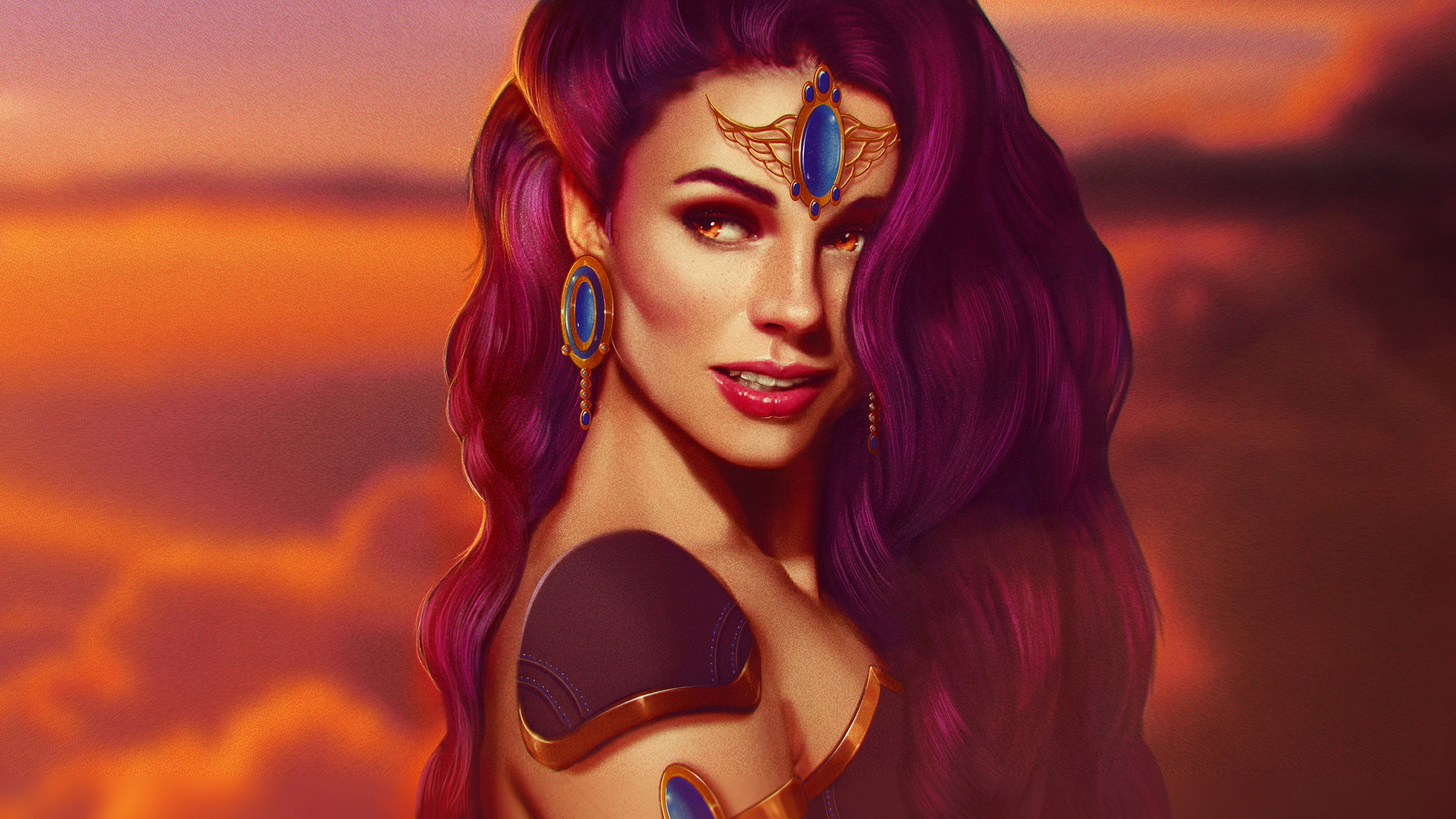 Обои красота, арт, лицо, волосы, голова в разрешении 3840x2160