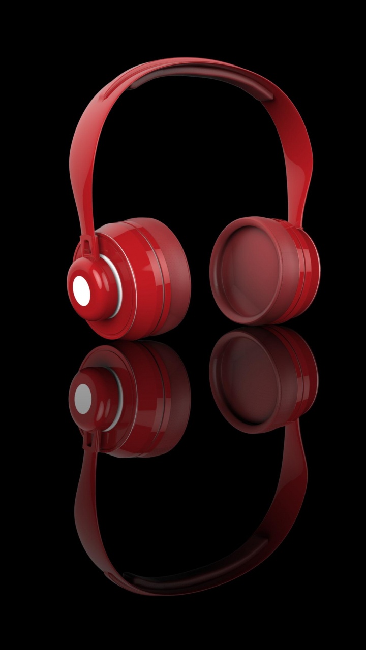 Обои наушники, аудиосигнал, красный цвет, звуковое оборудование, гаджет в разрешении 720x1280