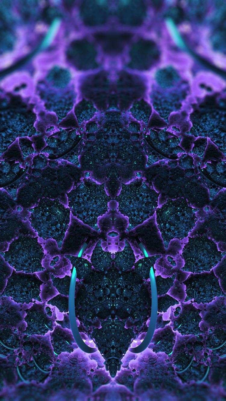 Обои фрактал, пурпур, фрактальное искусство, Фиолетовый, симметрия в разрешении 750x1334