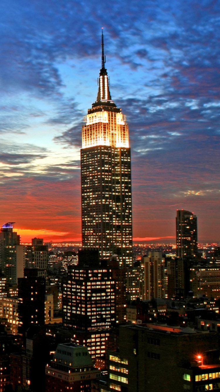 Обои статуя свободы, Эмпайр Стейт Билдинг, городской пейзаж, город, небоскреб в разрешении 750x1334