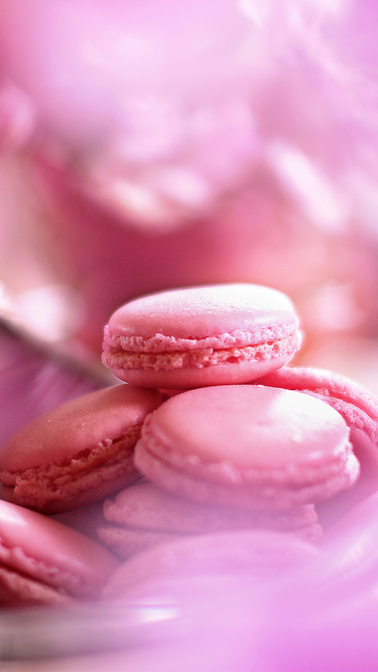 Обои миндальное печенье, Капкейк, крем, макарон, розовый в разрешении 750x1334