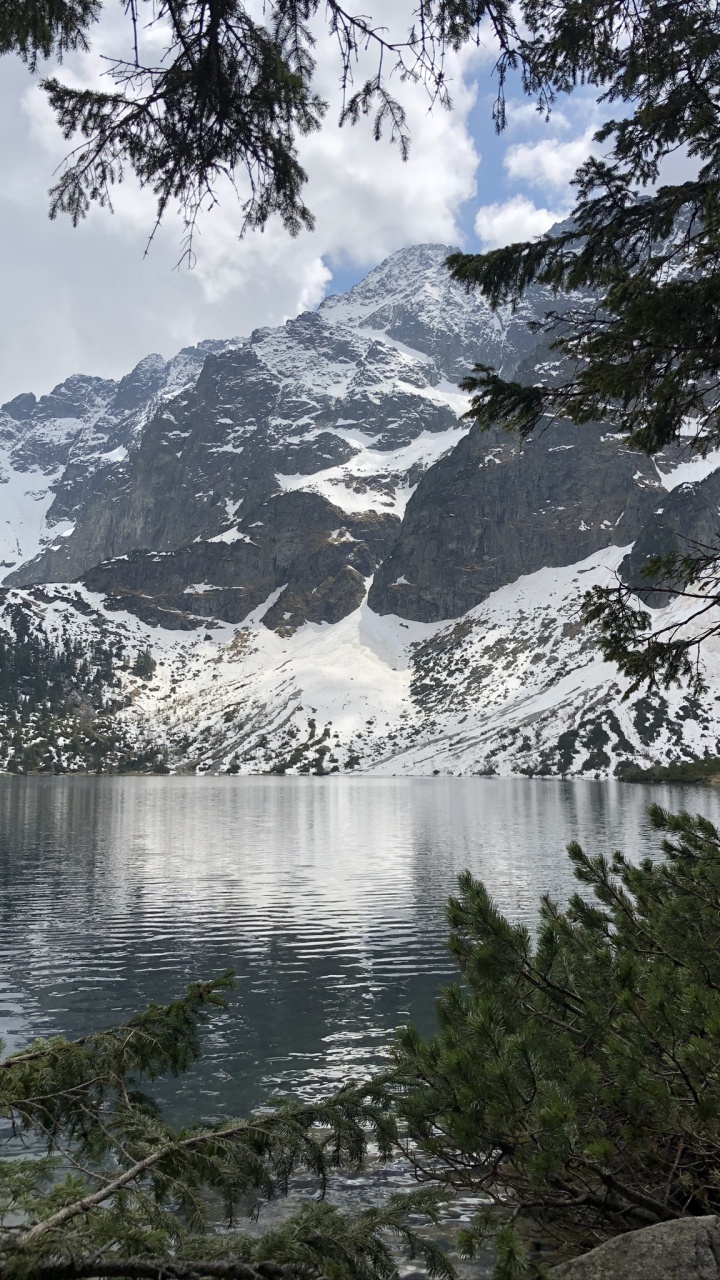 Обои Панорама Татр с описанием, горный рельеф, горный хребет, гидроресурсы, природный ландшафт в разрешении 720x1280