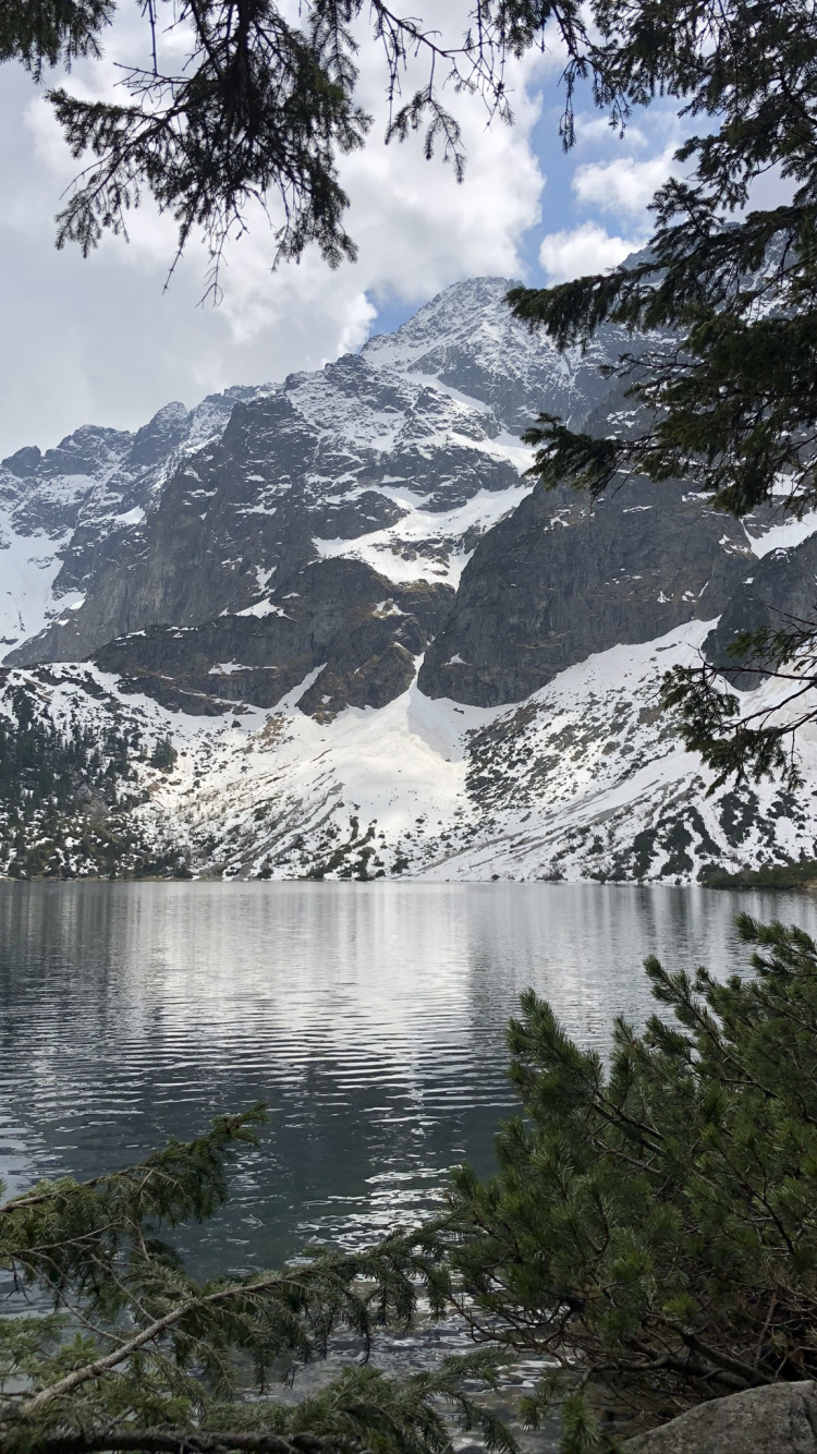 Обои Панорама Татр с описанием, горный рельеф, горный хребет, гидроресурсы, природный ландшафт в разрешении 750x1334