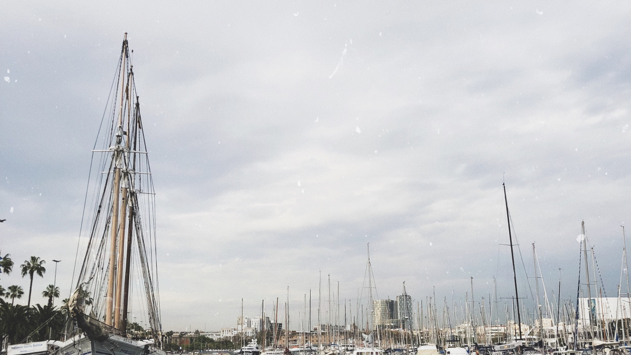 Обои Марина, мачта, лодка, парусная шлюпка, шхуна в разрешении 1280x720