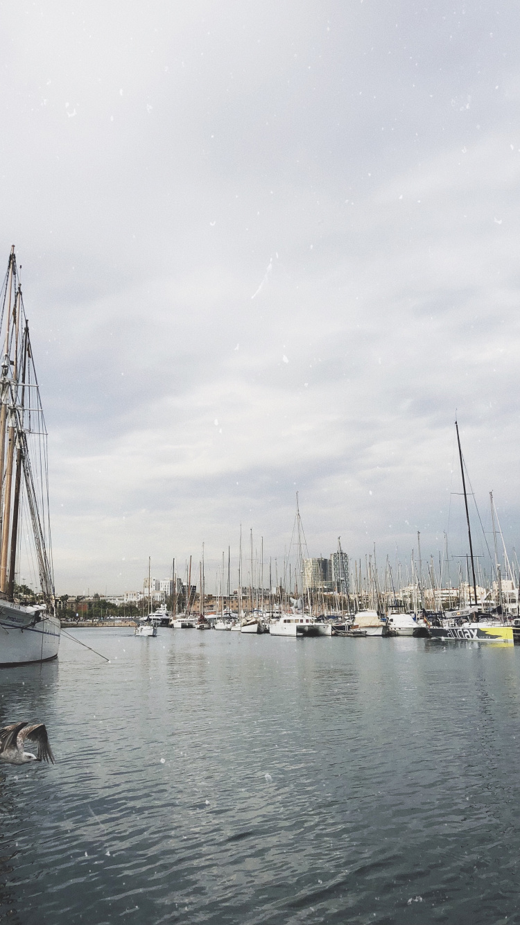 Обои Марина, мачта, лодка, парусная шлюпка, шхуна в разрешении 750x1334