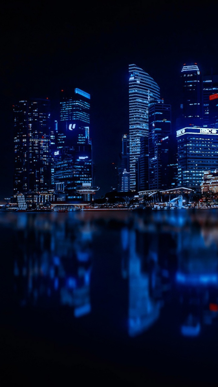 Обои город, городской пейзаж, метрополия, городской район, ночь в разрешении 720x1280