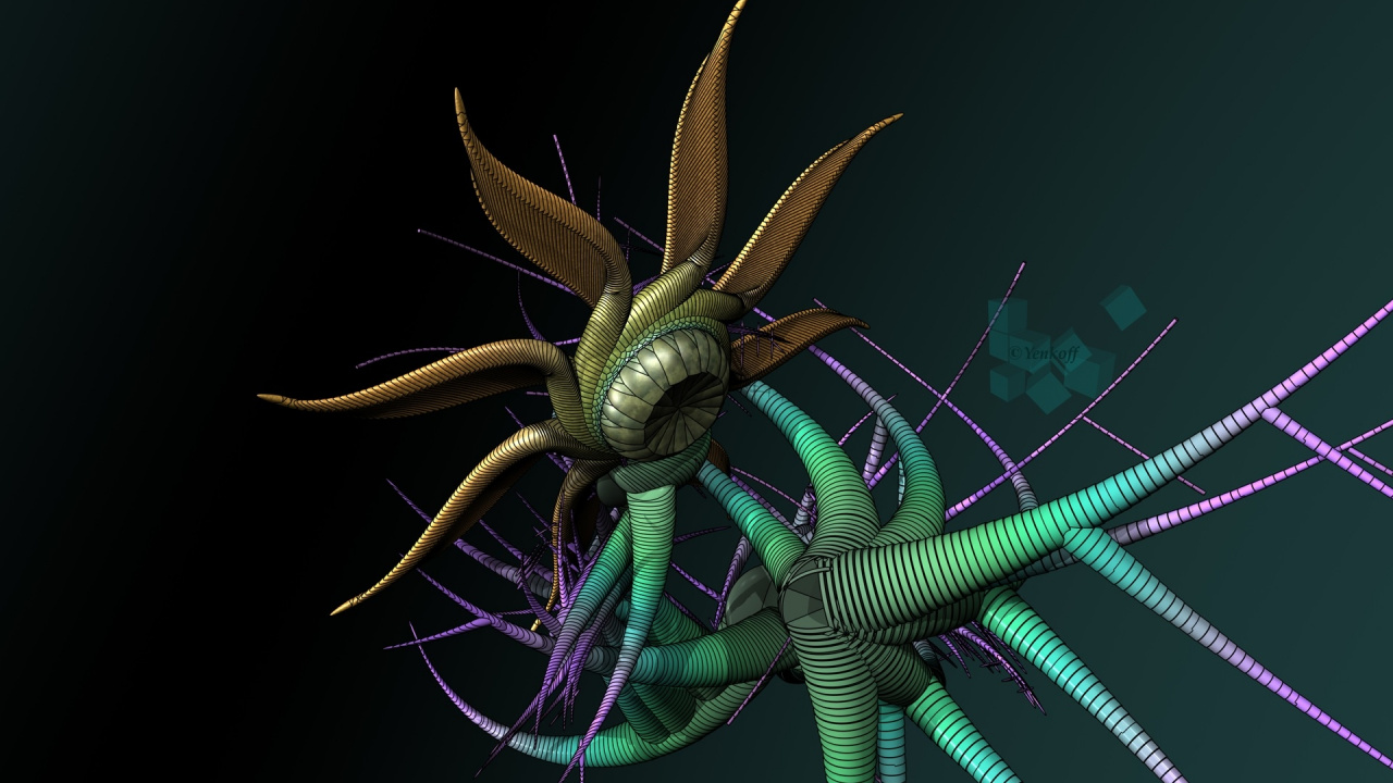 Обои растение, насекомое, макросъемка, компьютер, тьма в разрешении 1280x720