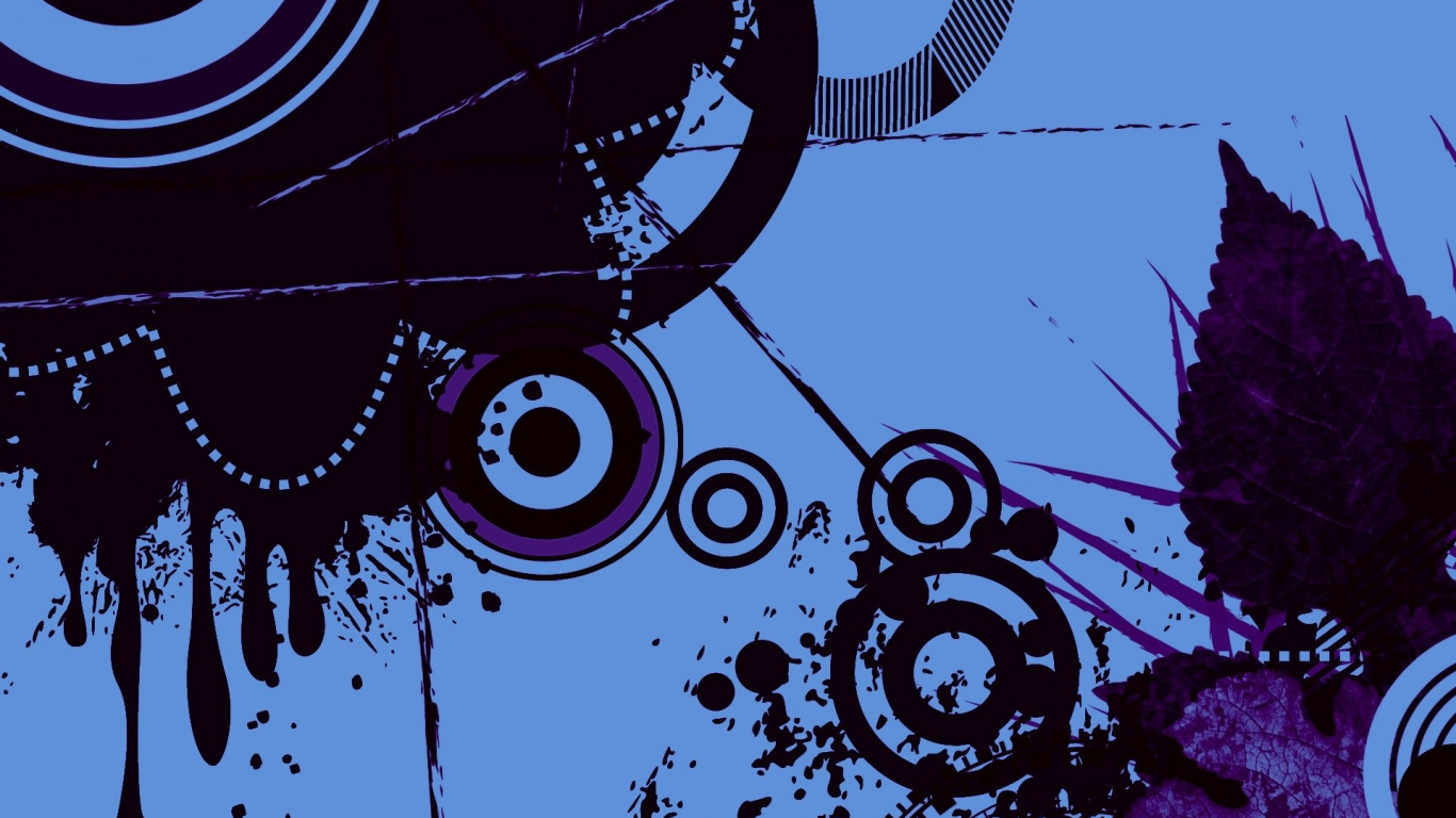 Обои векторная графика, синий, пурпур, графический дизайн, узор в разрешении 1366x768