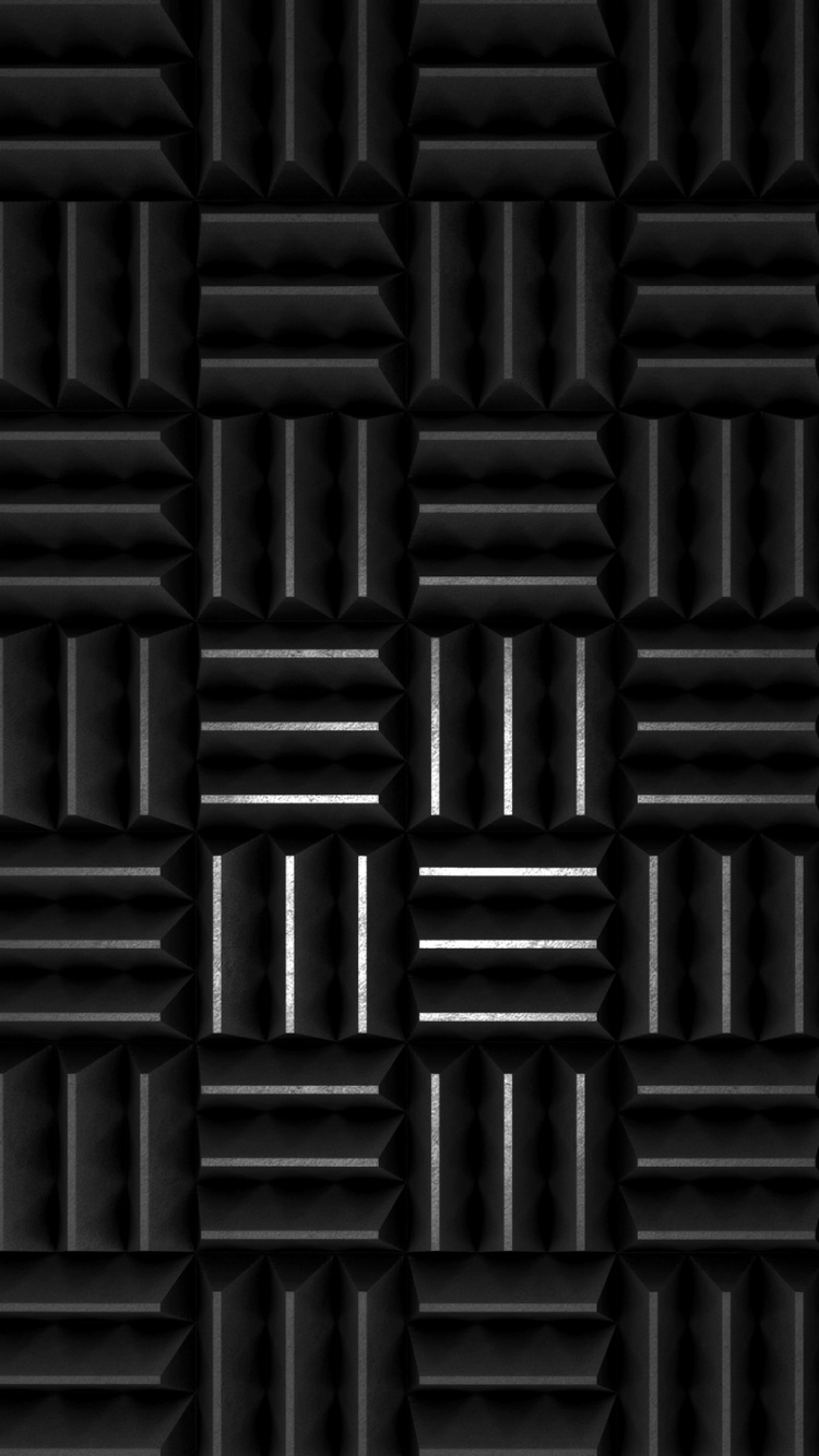 Обои черный и белый, монохромный, черный, узор, симметрия в разрешении 750x1334