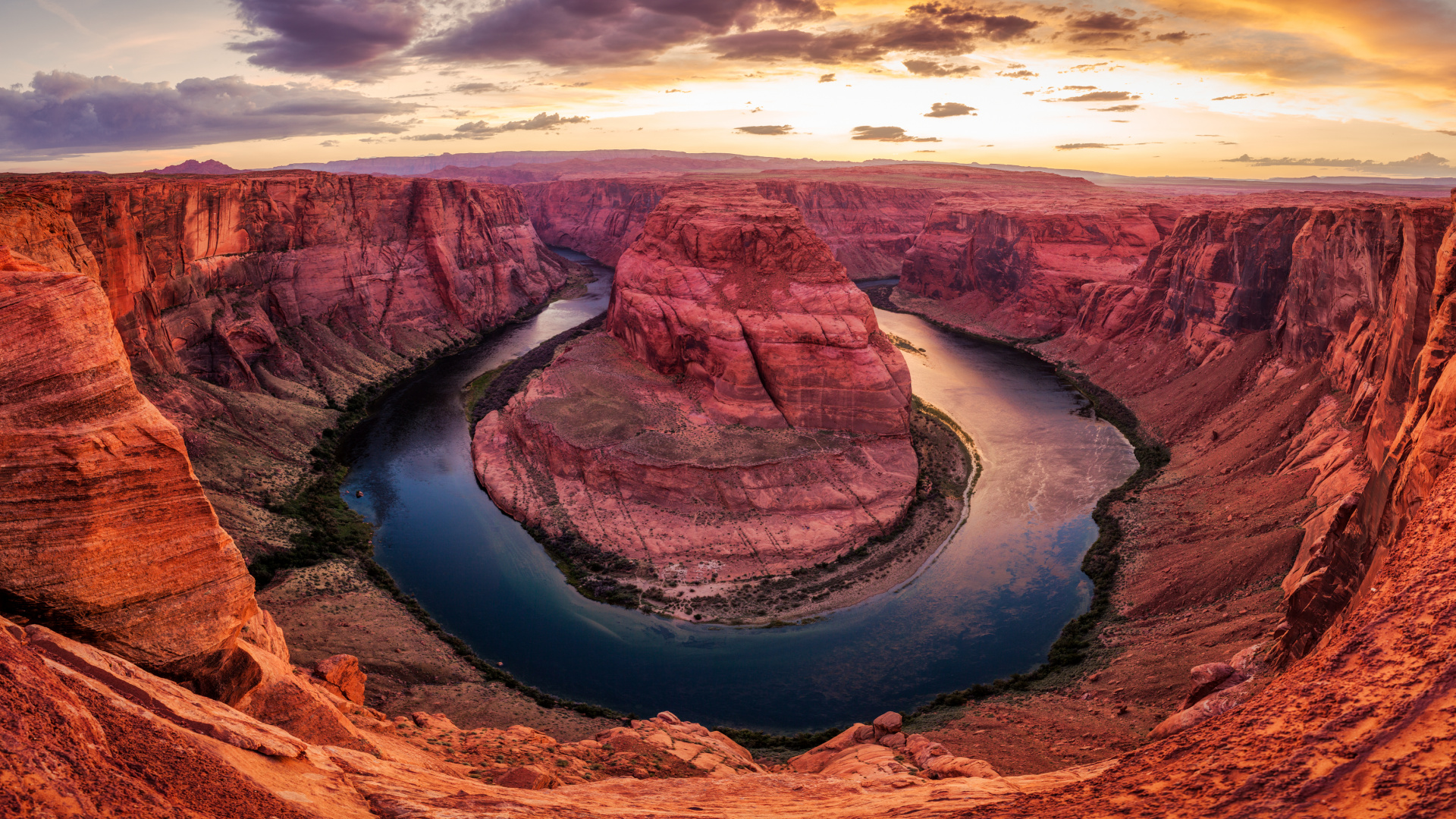 Обои хорсшу-бенд, большой каньон, формирование, каньон, рок в разрешении 1920x1080