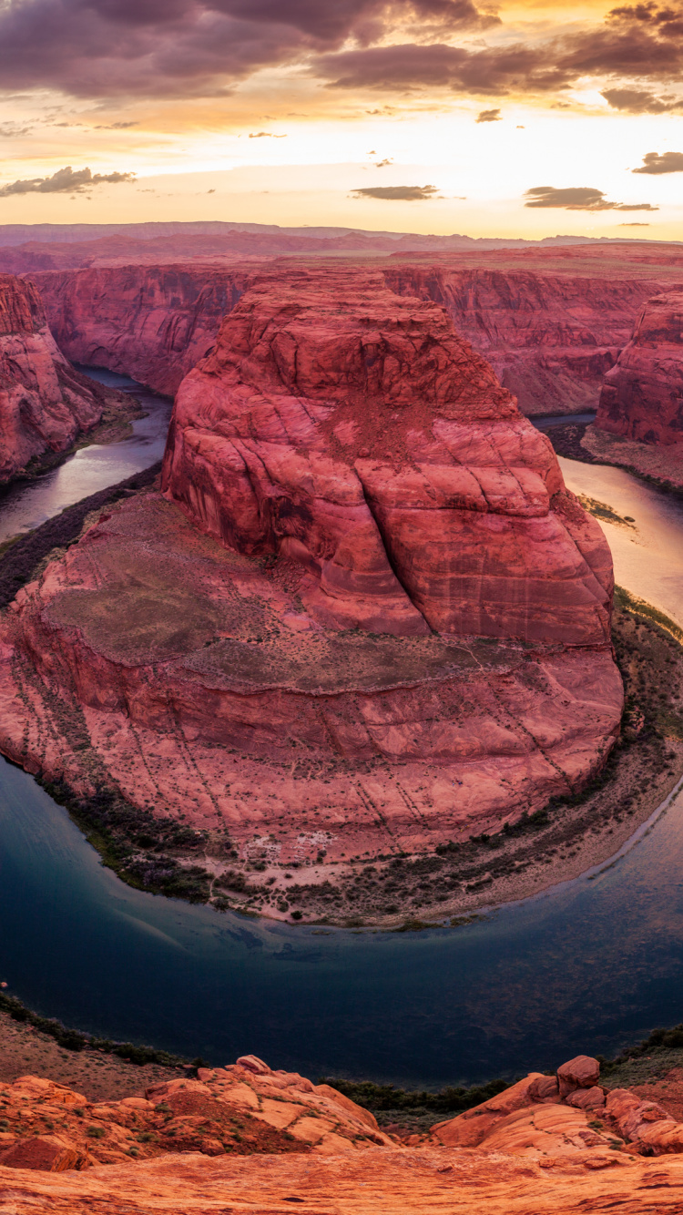 Обои хорсшу-бенд, большой каньон, формирование, каньон, рок в разрешении 750x1334