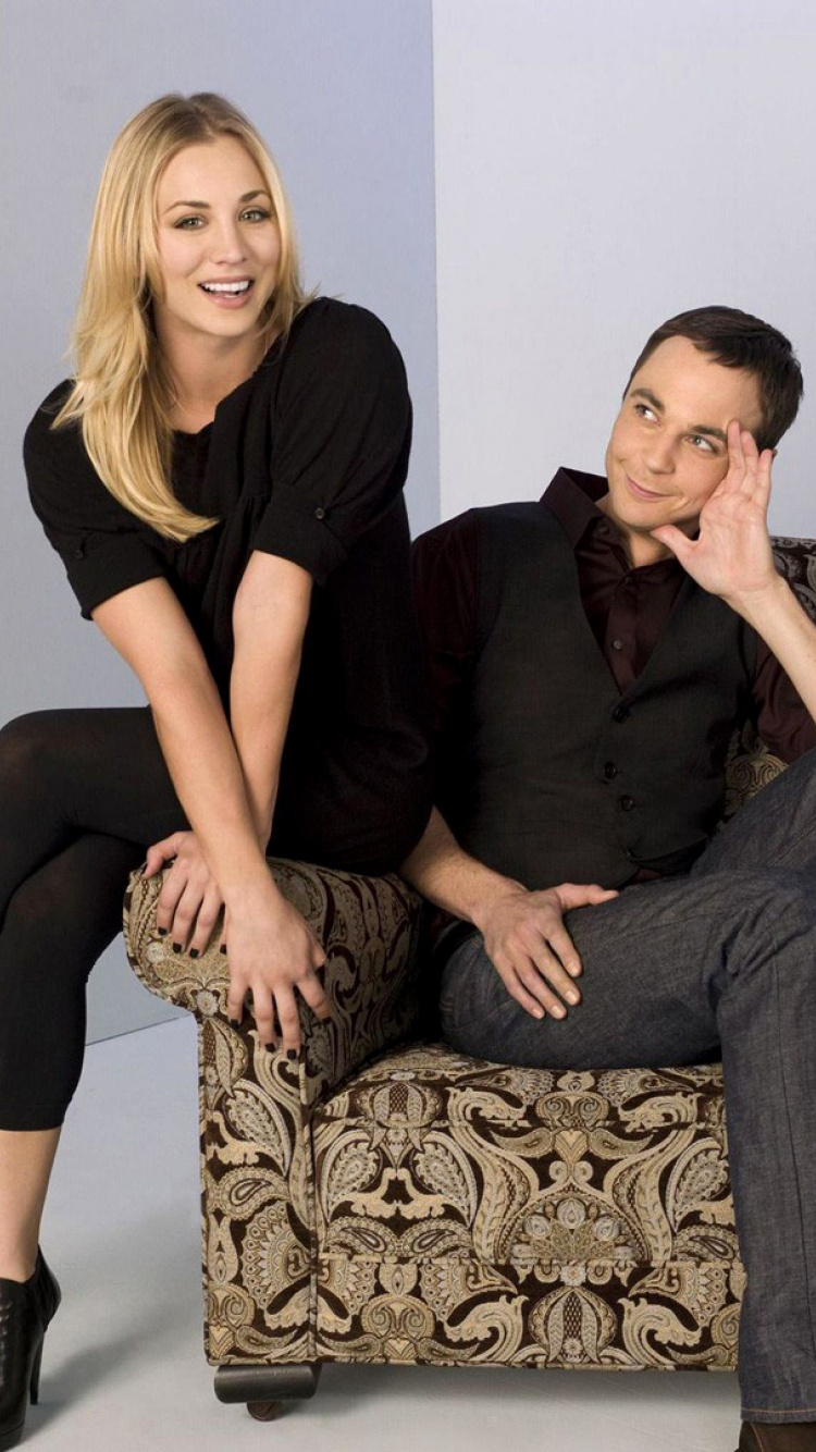 Обои Кейли Куоко, пенни, Шелдон Купер, Джим Парсонс, Леонард Хофстедер в разрешении 750x1334