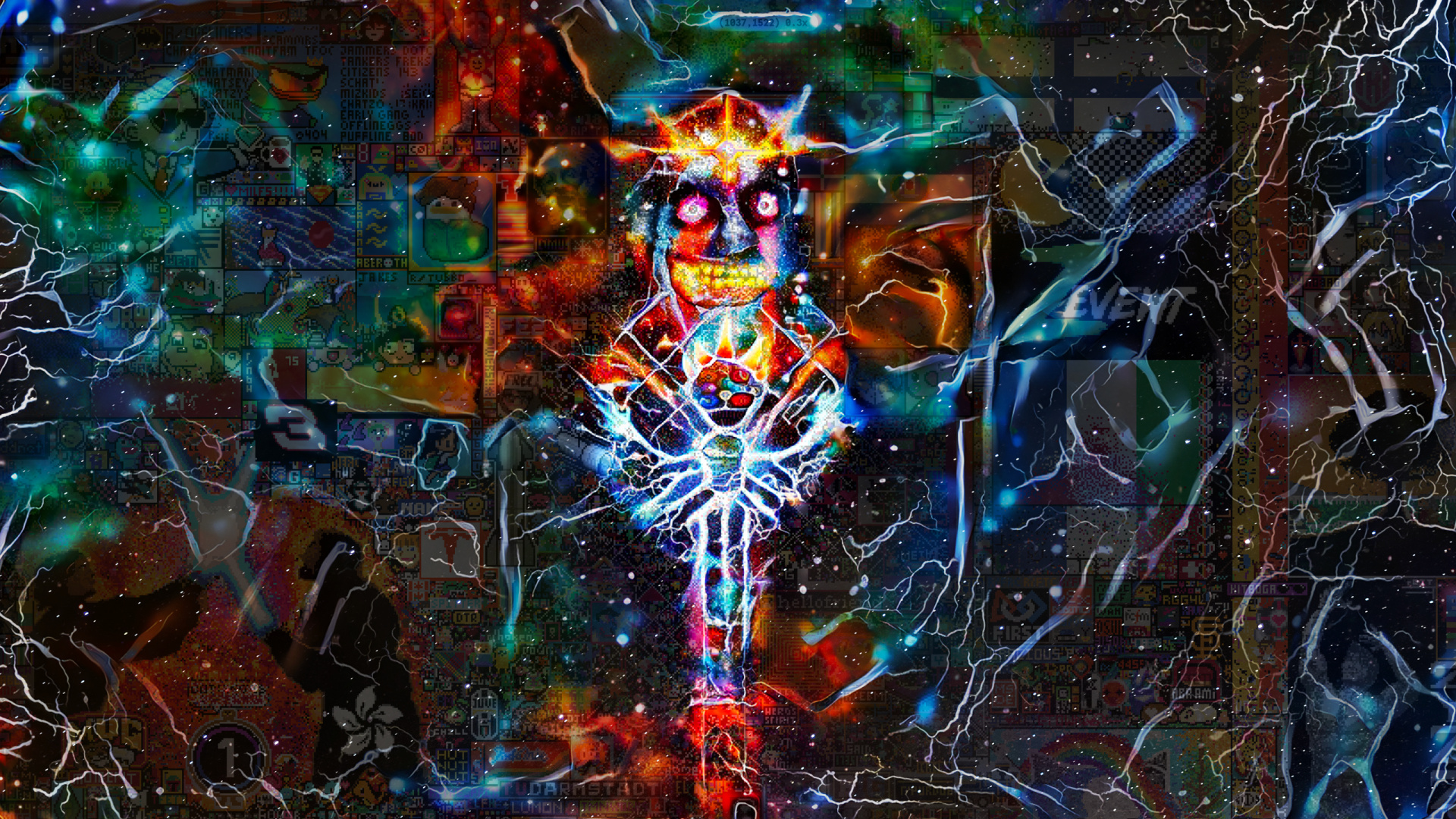 Обои арт, психоделическое искусство, художественная краска, окно, дерево в разрешении 1920x1080