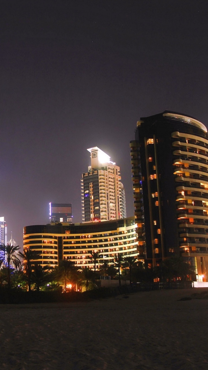 Обои Бурдж Халифа, ночь, город, городской пейзаж, метрополия в разрешении 720x1280