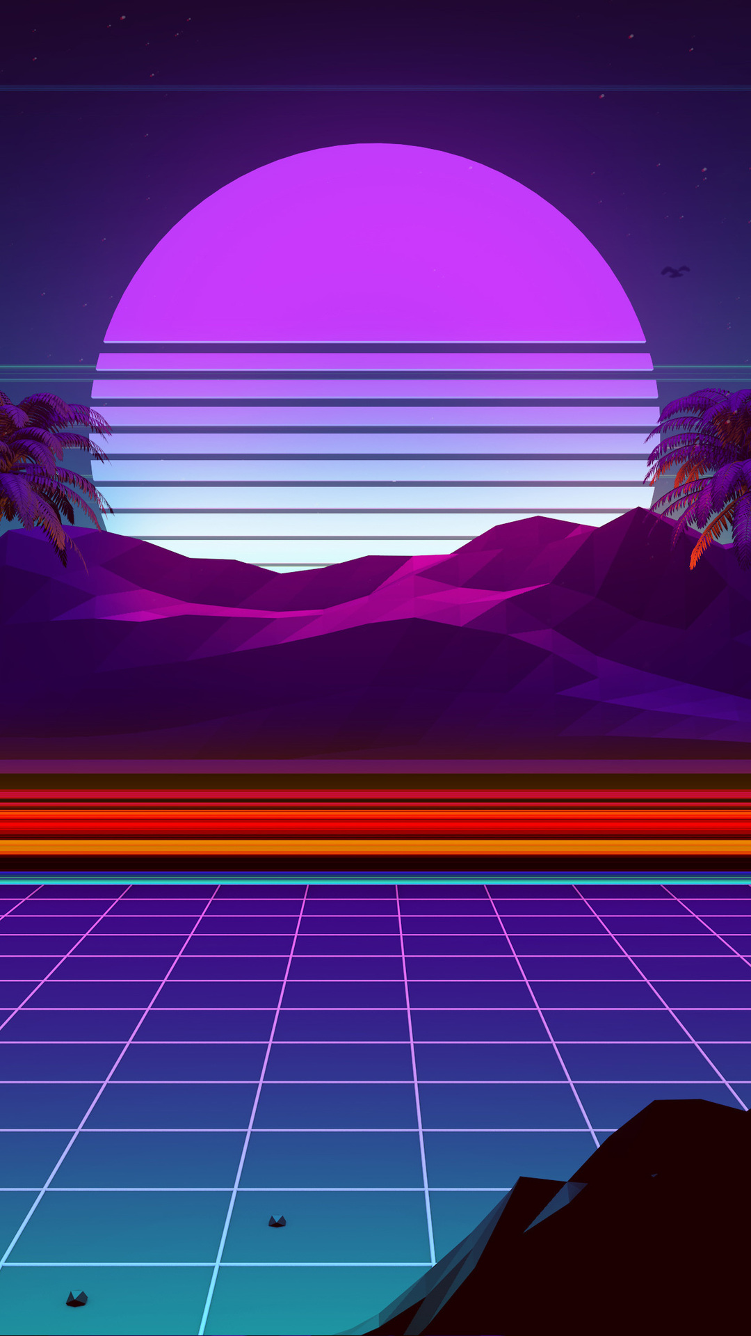 Обои эстетика, Ретровейв, Synthwave, стиль ретро, ios в разрешении 1080x1920