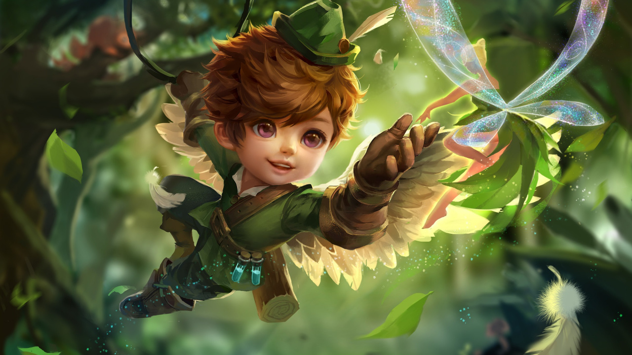 Обои иллюстрация, лист, дерево, олененок, мифическое существо в разрешении 1280x720