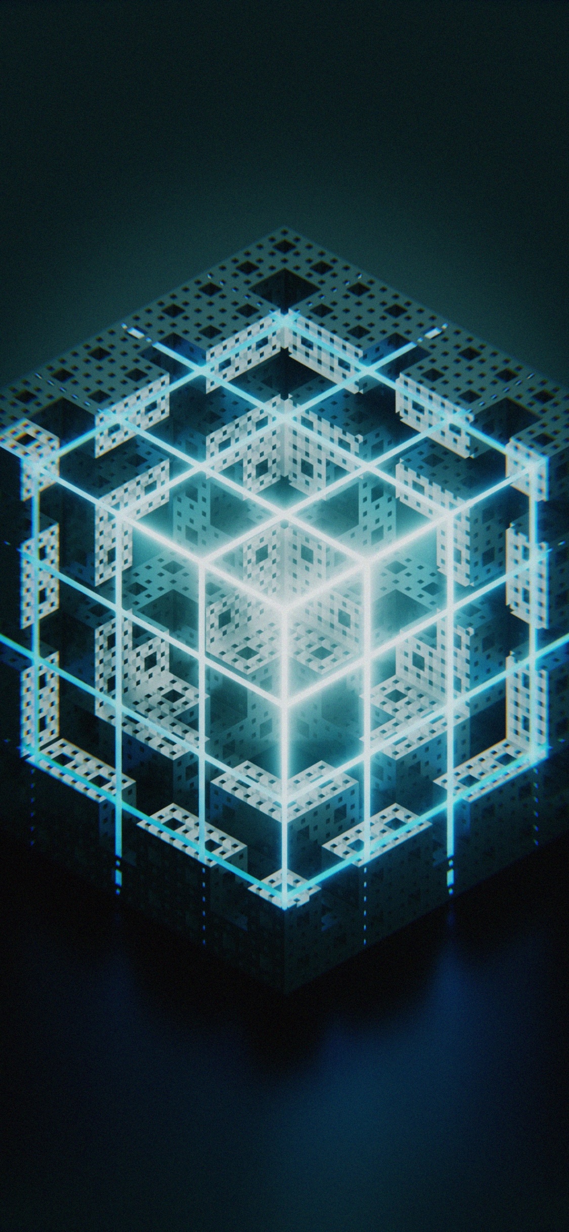 Обои синий, свет, симметрия, узор, архитектура в разрешении 1125x2436