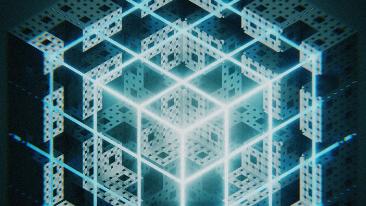 Обои синий, свет, симметрия, узор, архитектура в разрешении 1280x720