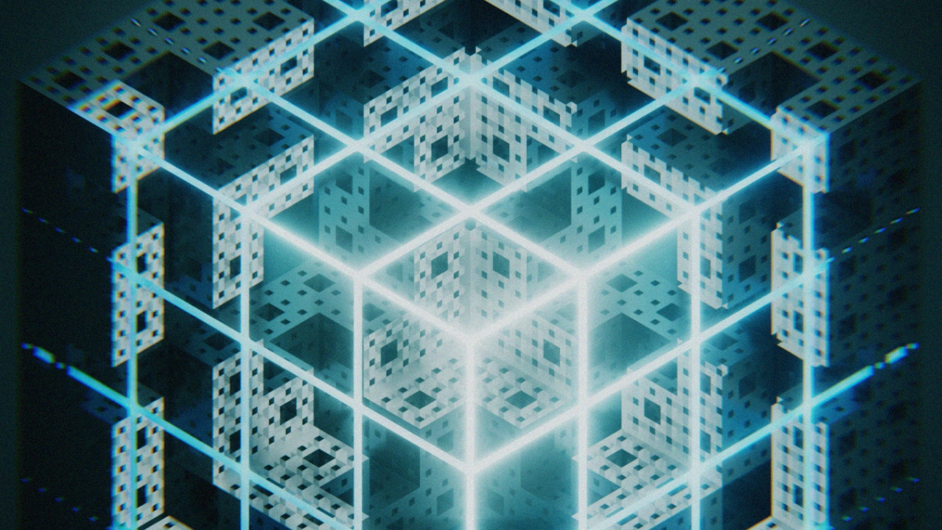 Обои синий, свет, симметрия, узор, архитектура в разрешении 1366x768