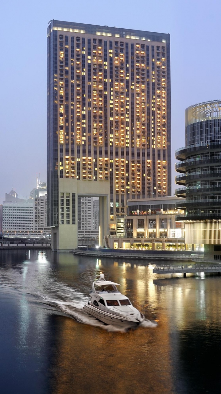 Обои Адрес Дубай Марина, город, городской пейзаж, башня, линия горизонта в разрешении 720x1280