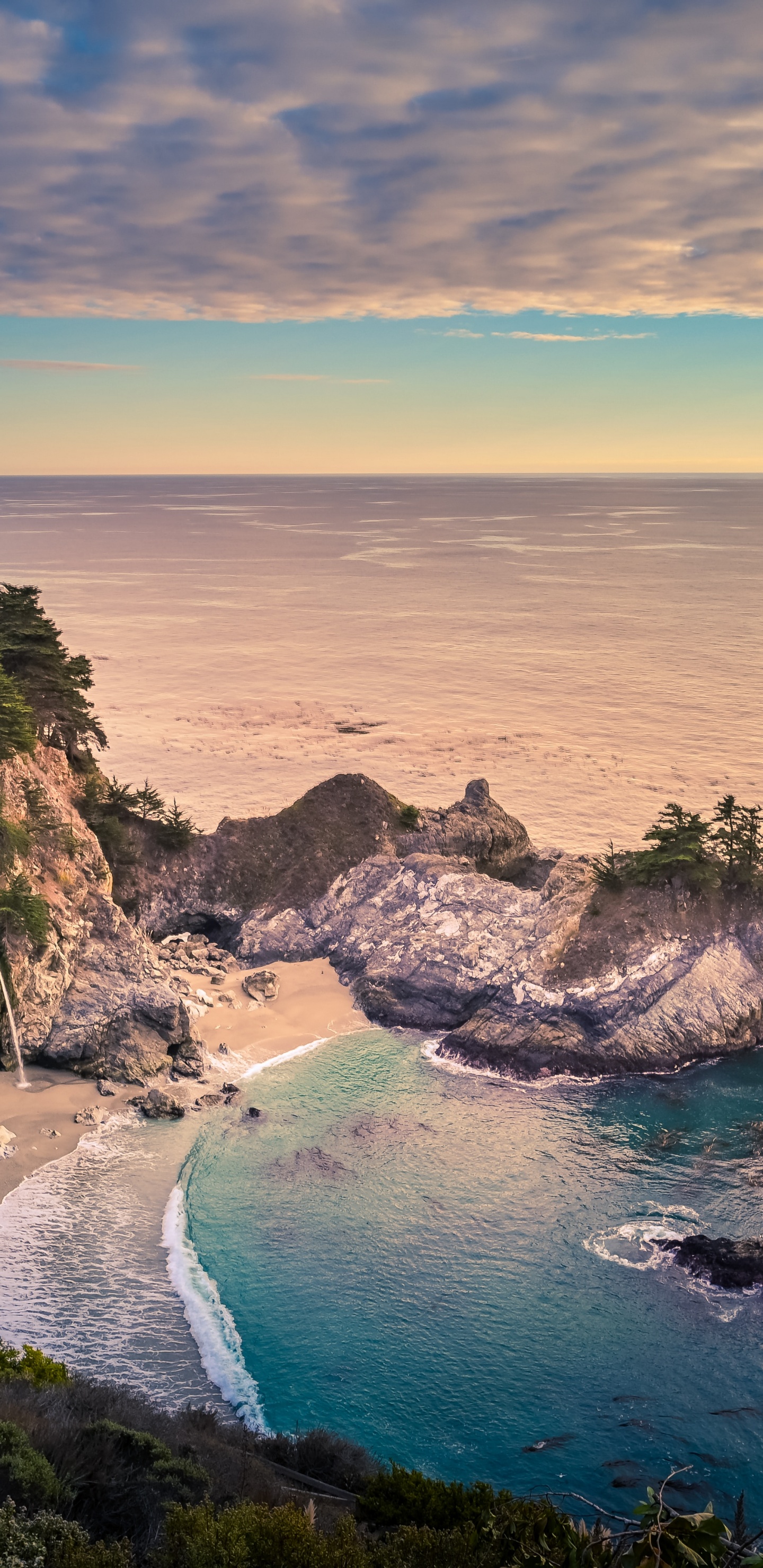 Обои Big Sur, вода, облако, гидроресурсы, растение в разрешении 1440x2960