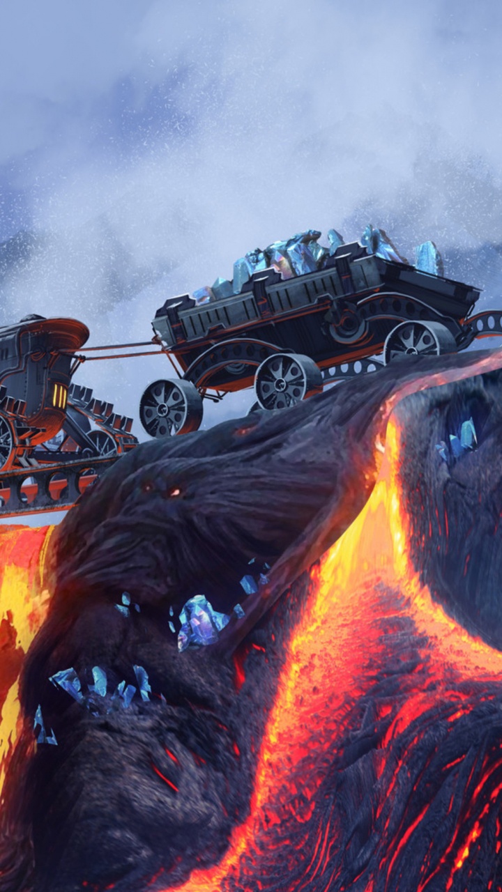 Обои лава, вулканического рельефа, вулкан, гора, артист в разрешении 720x1280