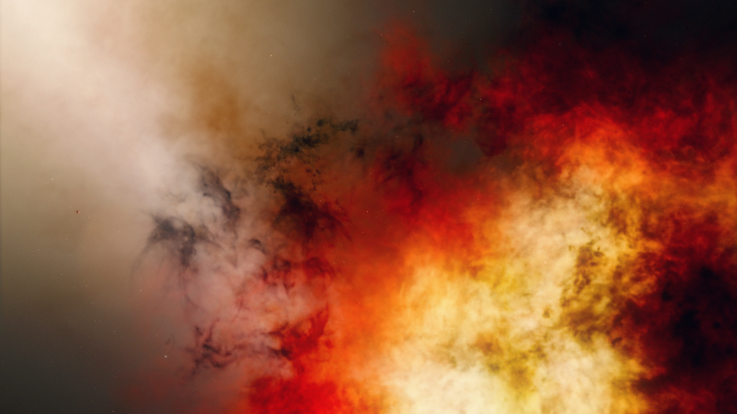 Обои красный цвет, дым, пламя, тепло, огонь в разрешении 2560x1440