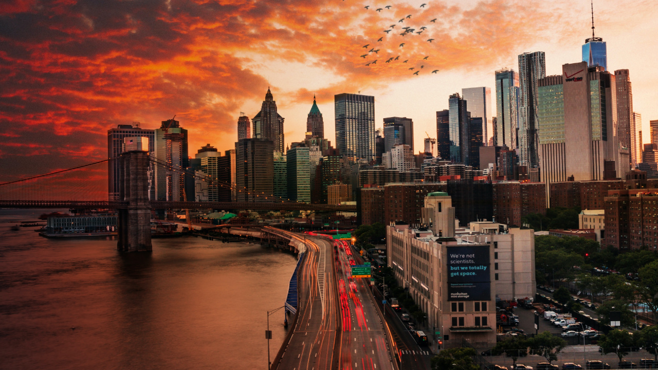 Обои Эмпайр Стейт Билдинг, Всемирный торговый центр 1, Крайслер-Билдинг, небоскреб, здание в разрешении 1280x720