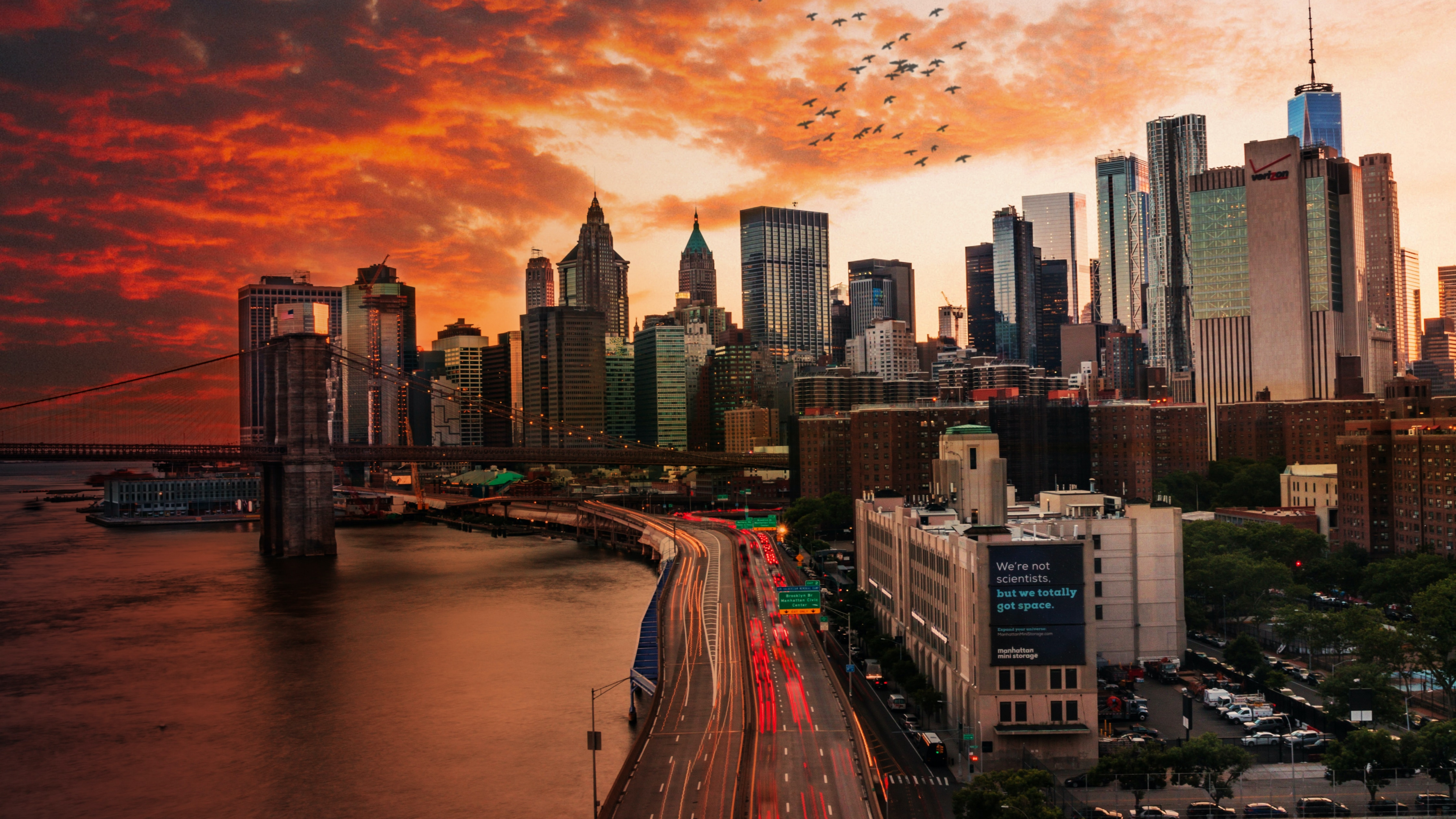 Обои Эмпайр Стейт Билдинг, Всемирный торговый центр 1, Крайслер-Билдинг, небоскреб, здание в разрешении 3840x2160