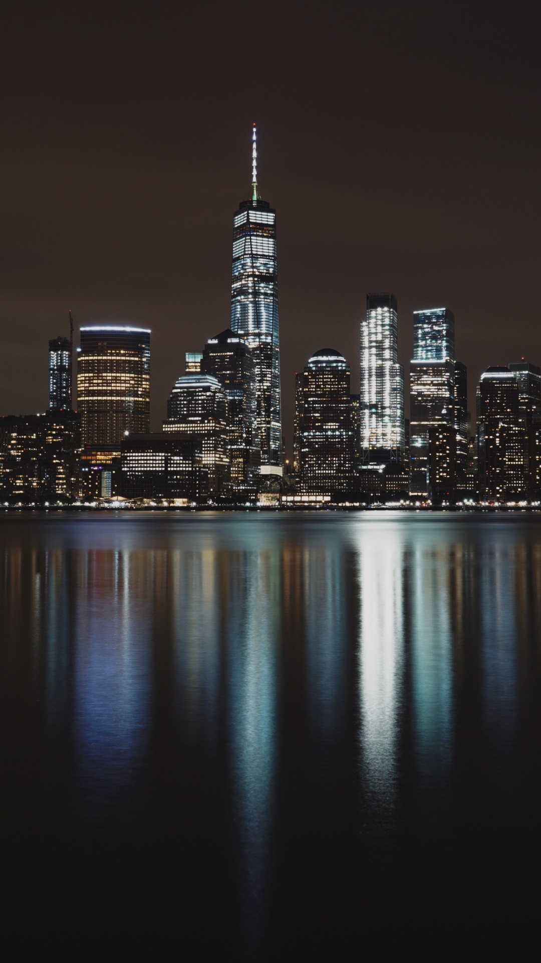 Обои ночь, город, городской пейзаж, линия горизонта, метрополия в разрешении 1080x1920