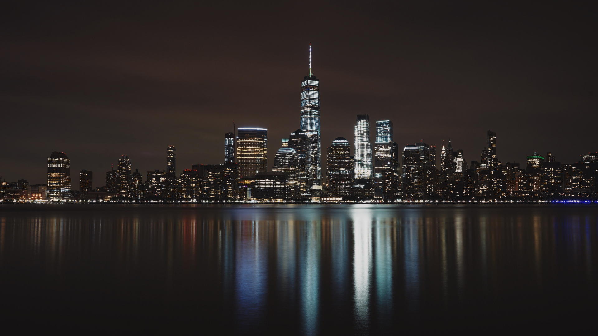 Обои ночь, город, городской пейзаж, линия горизонта, метрополия в разрешении 1920x1080