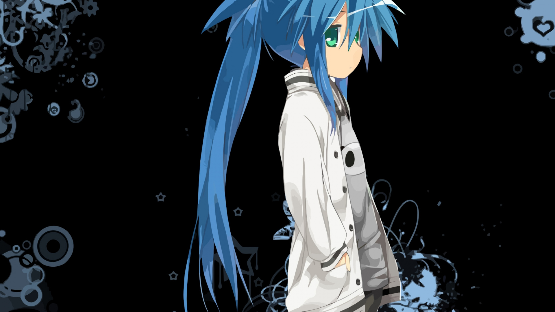 Обои коната идзуми, счастливая звезда, иллюстрация, характер, Хацунэ Мику в разрешении 1920x1080