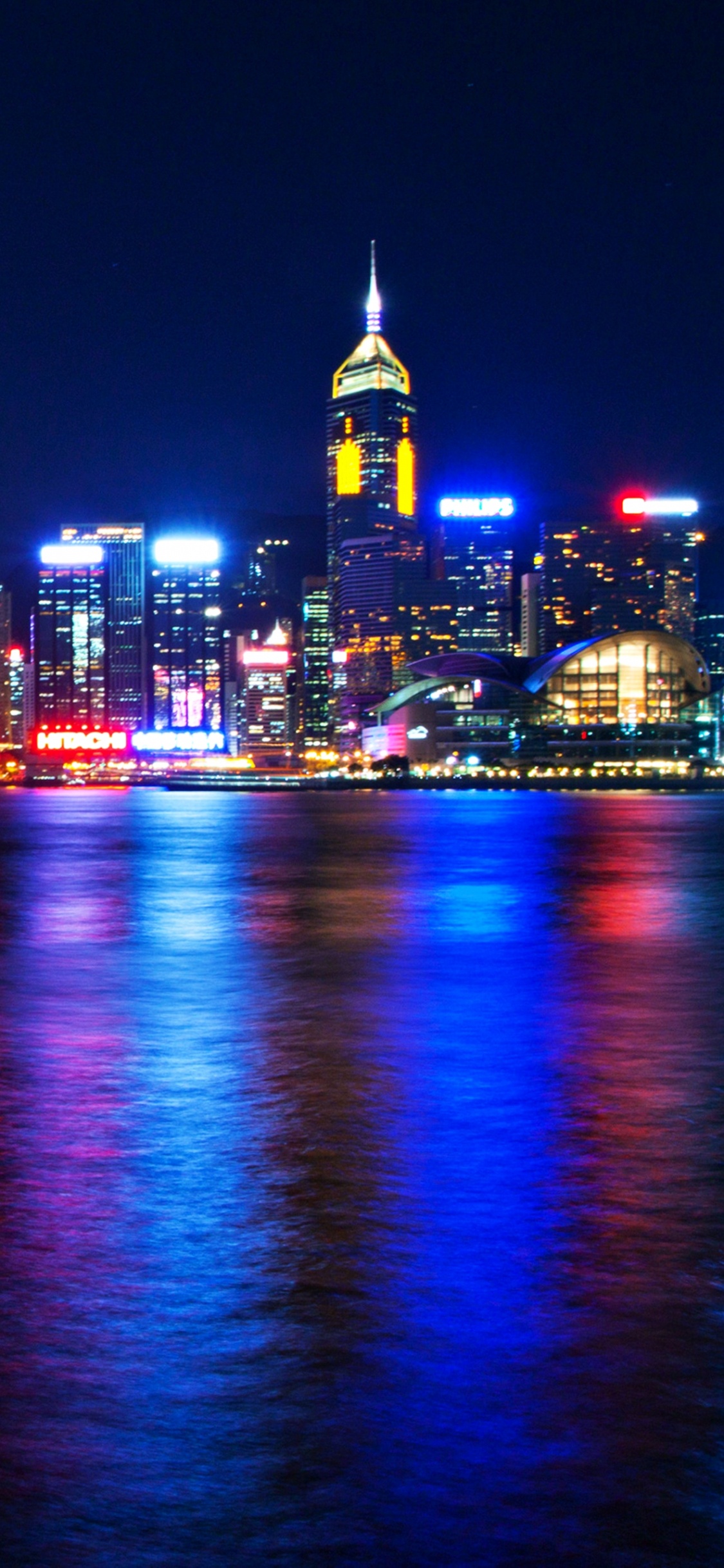 Обои Ван-Чай, городской пейзаж, город, линия горизонта, ночь в разрешении 1125x2436