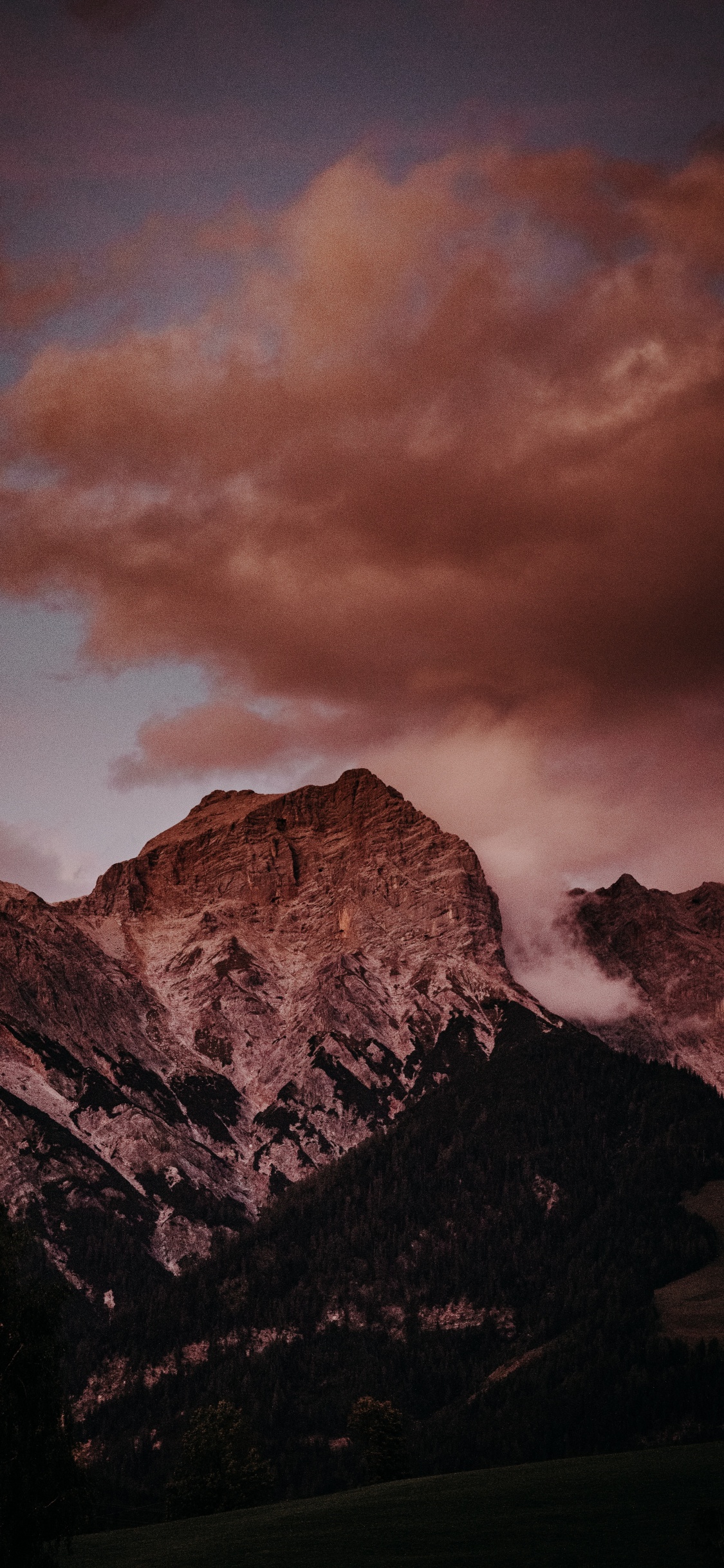 Обои гора, горный рельеф, восход солнца, Мария-Альм, природа в разрешении 1125x2436